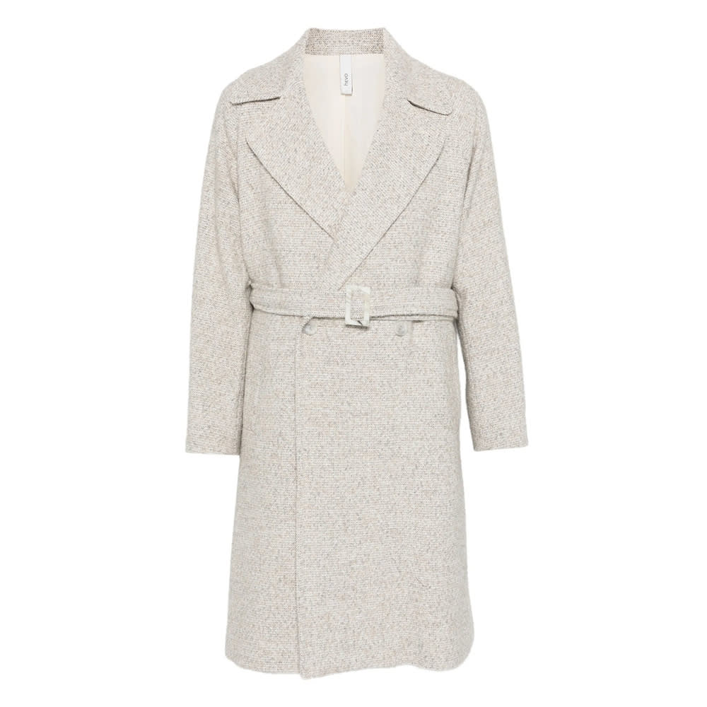Hevo Belted Coat In Gray