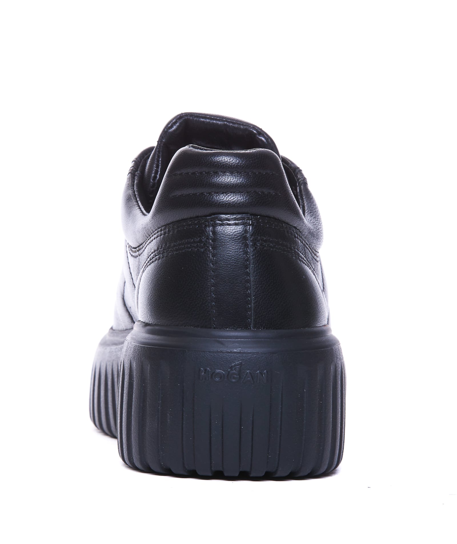 Hogan H-stripes Allacciato H Leather Sneakers In Black