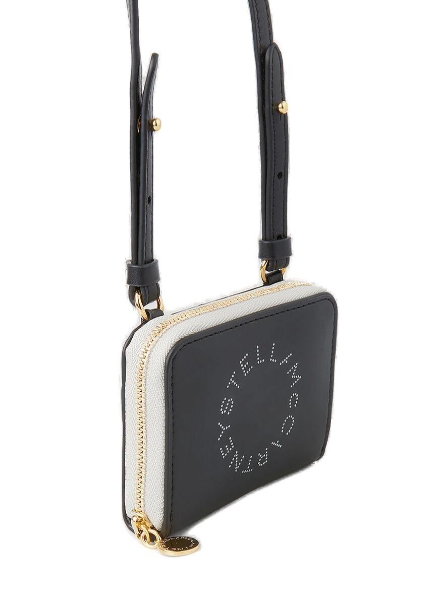 Shop Stella Mccartney Logo Detailed Strapped Wallet In Black