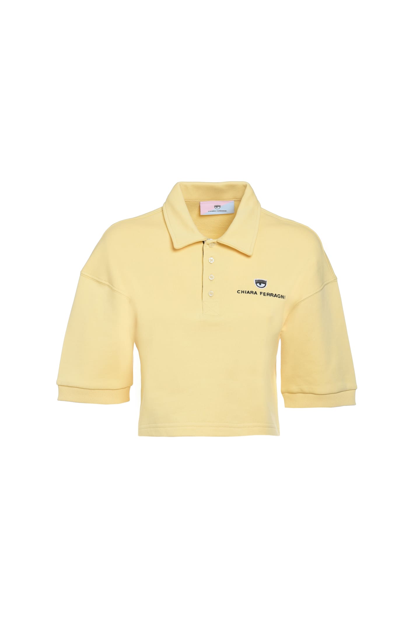 Short-sleeved Cropped Polo Shirt With Logo Detail