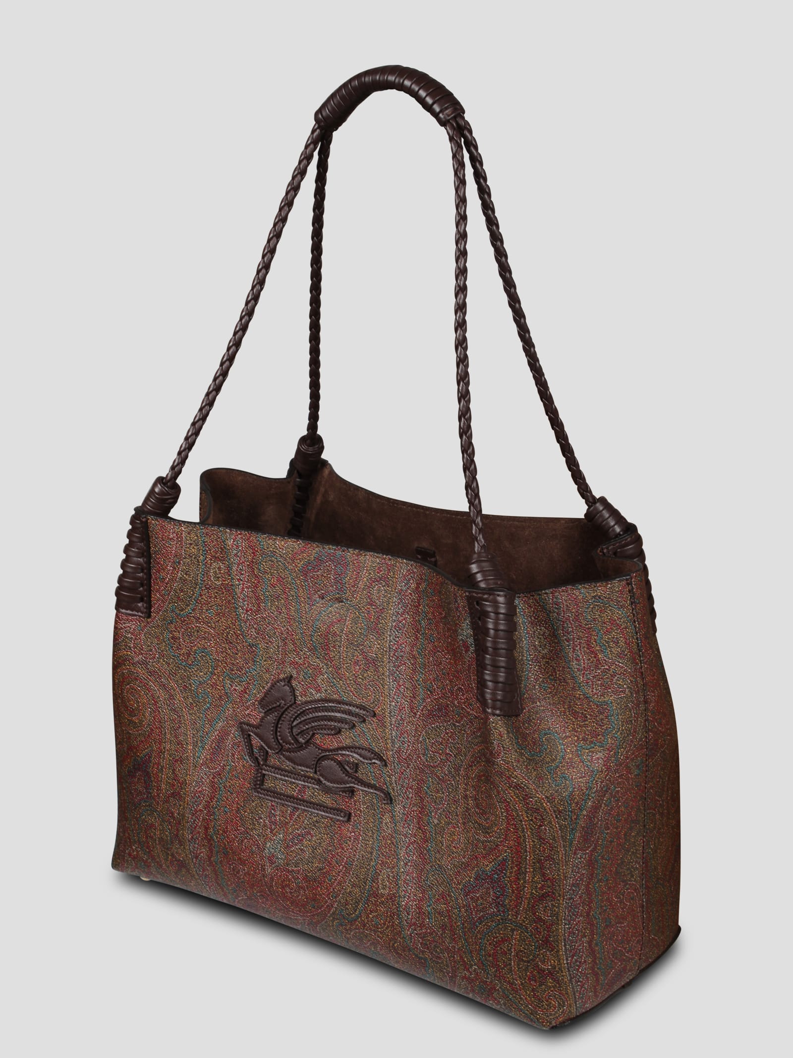 Shop Etro Paisley Mini Libra Shopping Bag In Brown