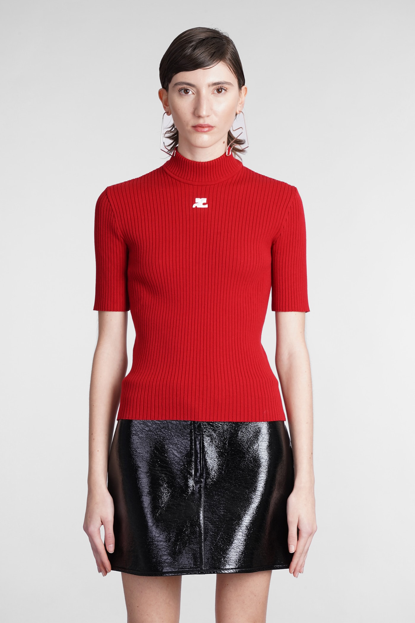 courrèges knitwear in red viscose