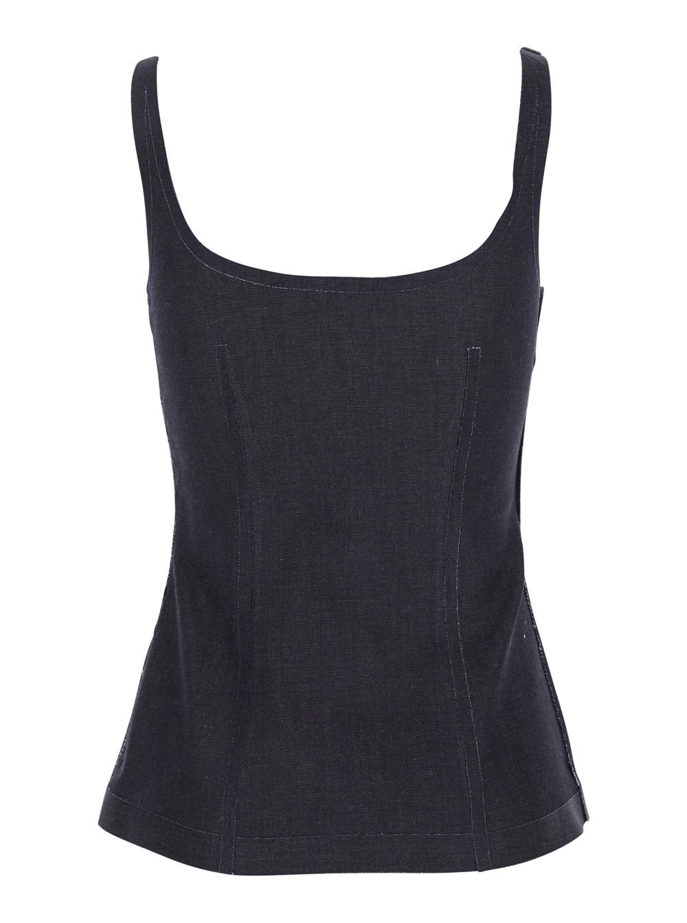 Marni Black Sleeveless Top With Square Neck And Spaghetti Straps