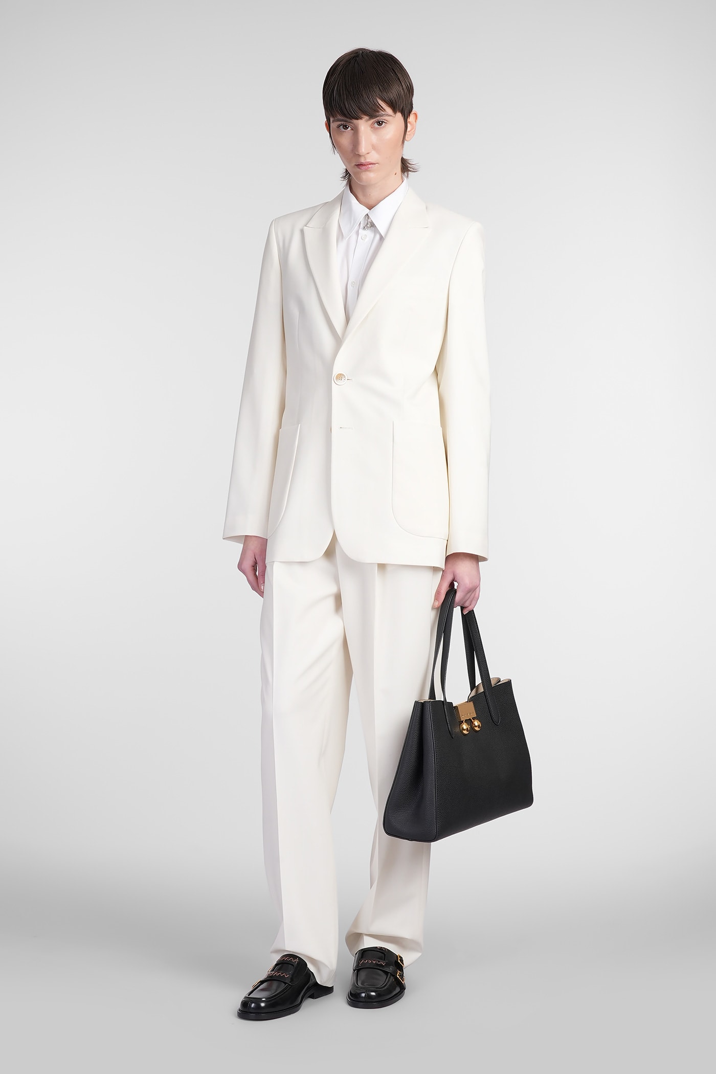 Marni Pants In Beige Wool In Beige