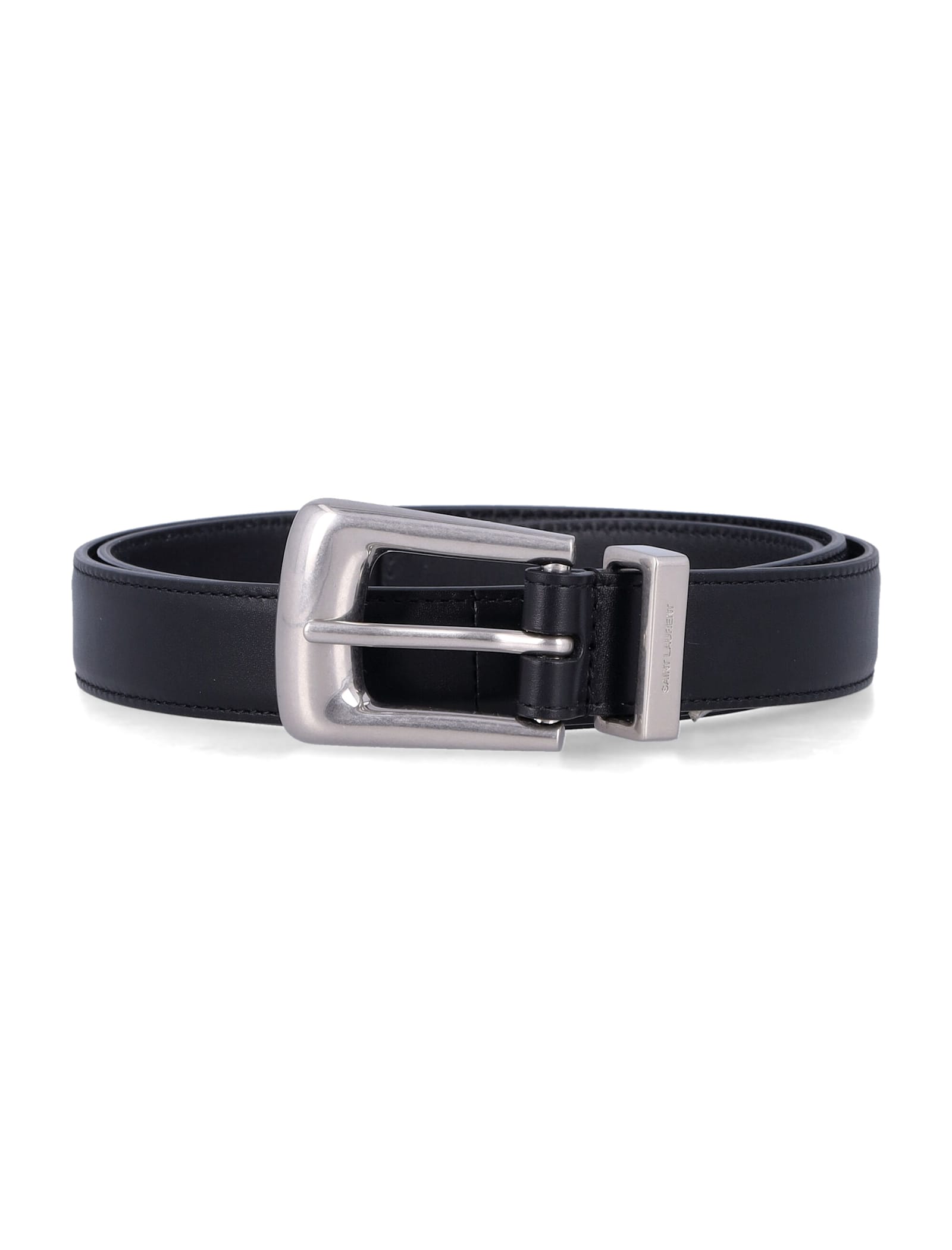 Saint Laurent Folk Smooth Leather Belt In Brown