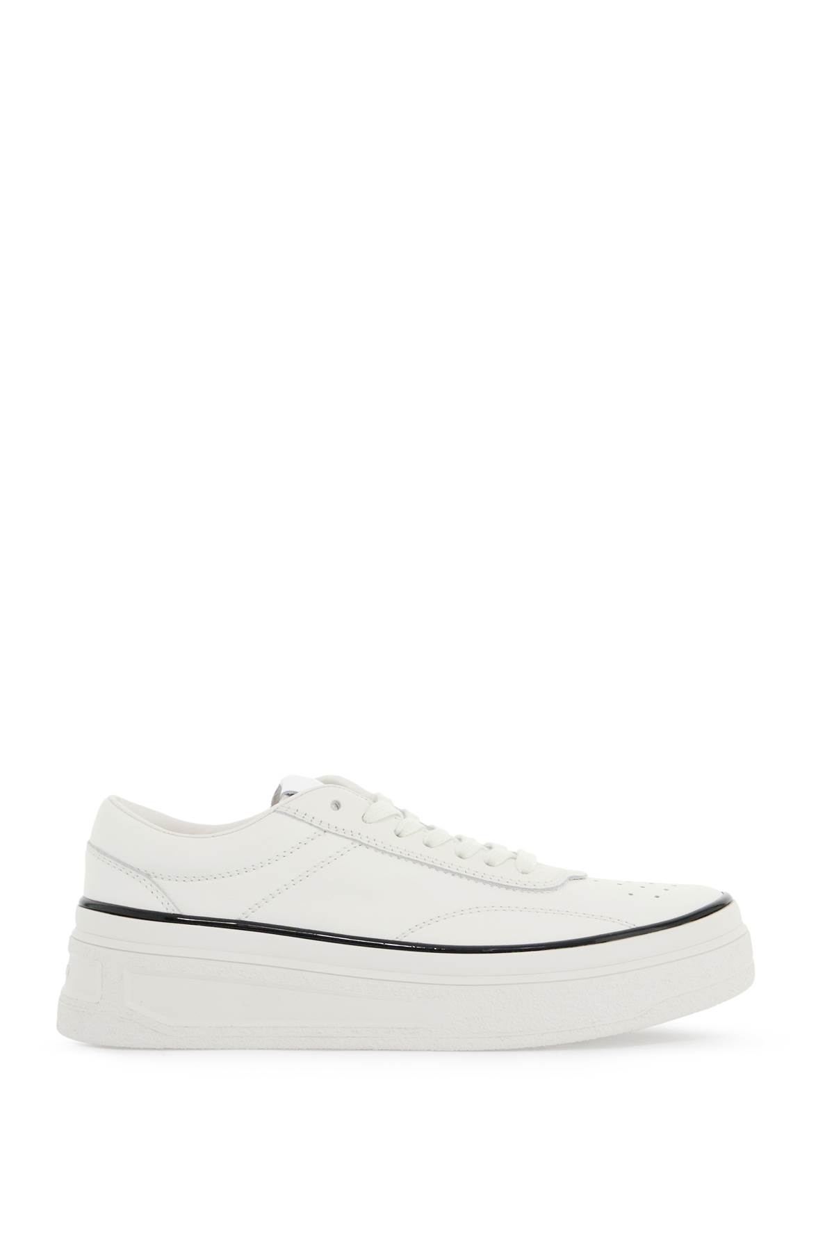 Shop Jil Sander Leather Sneakers For Everyday In Bianco (white)