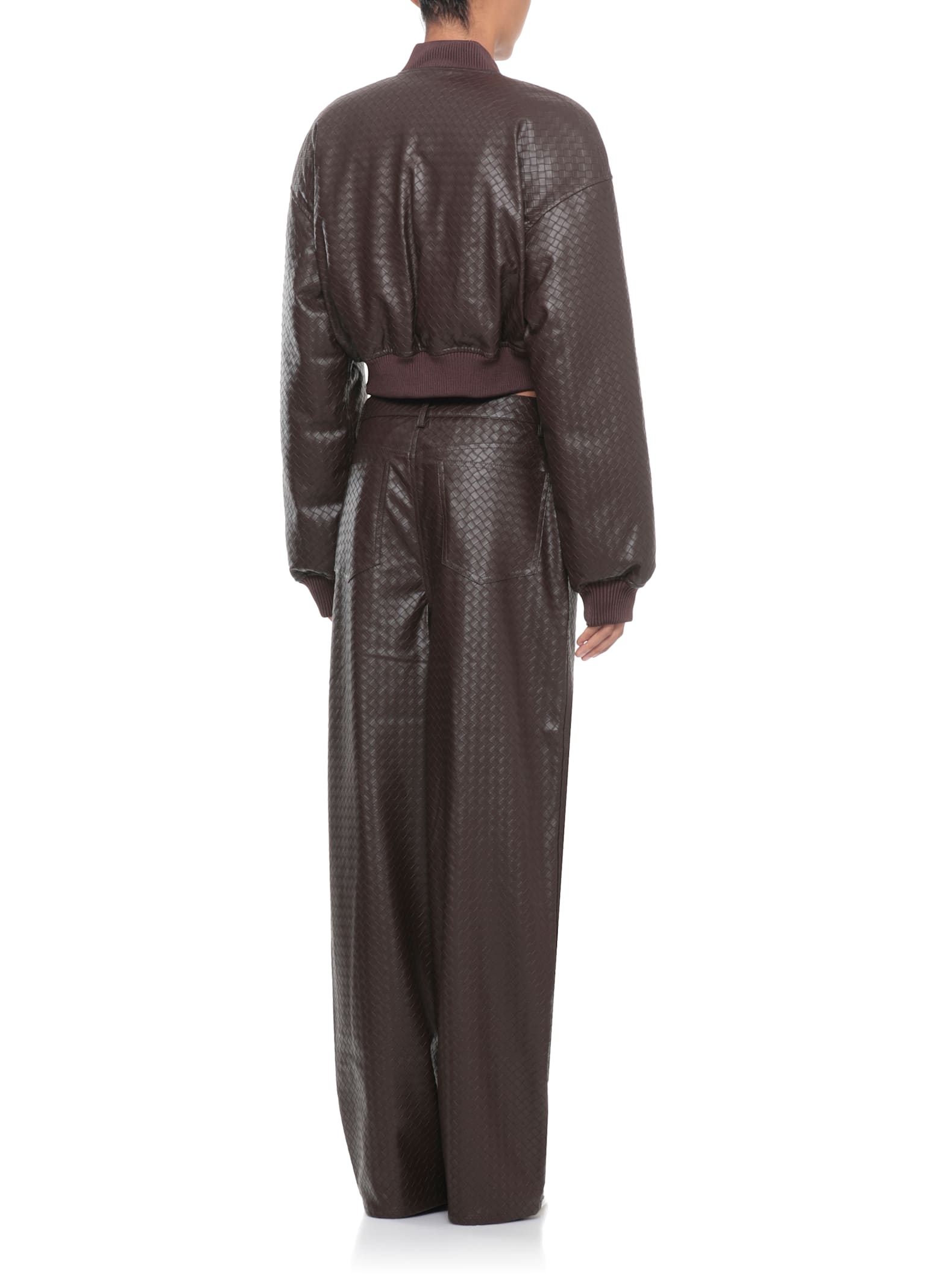 Rotate Birger Christensen Synthetic Leather Bomber Jacket In Brown