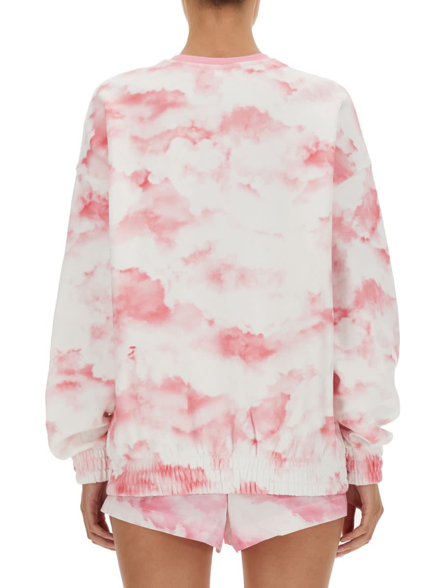 Rotate Birger Christensen Iris Tie-dyed Embroidered Cotton-fleece Sweatshirt In Pink