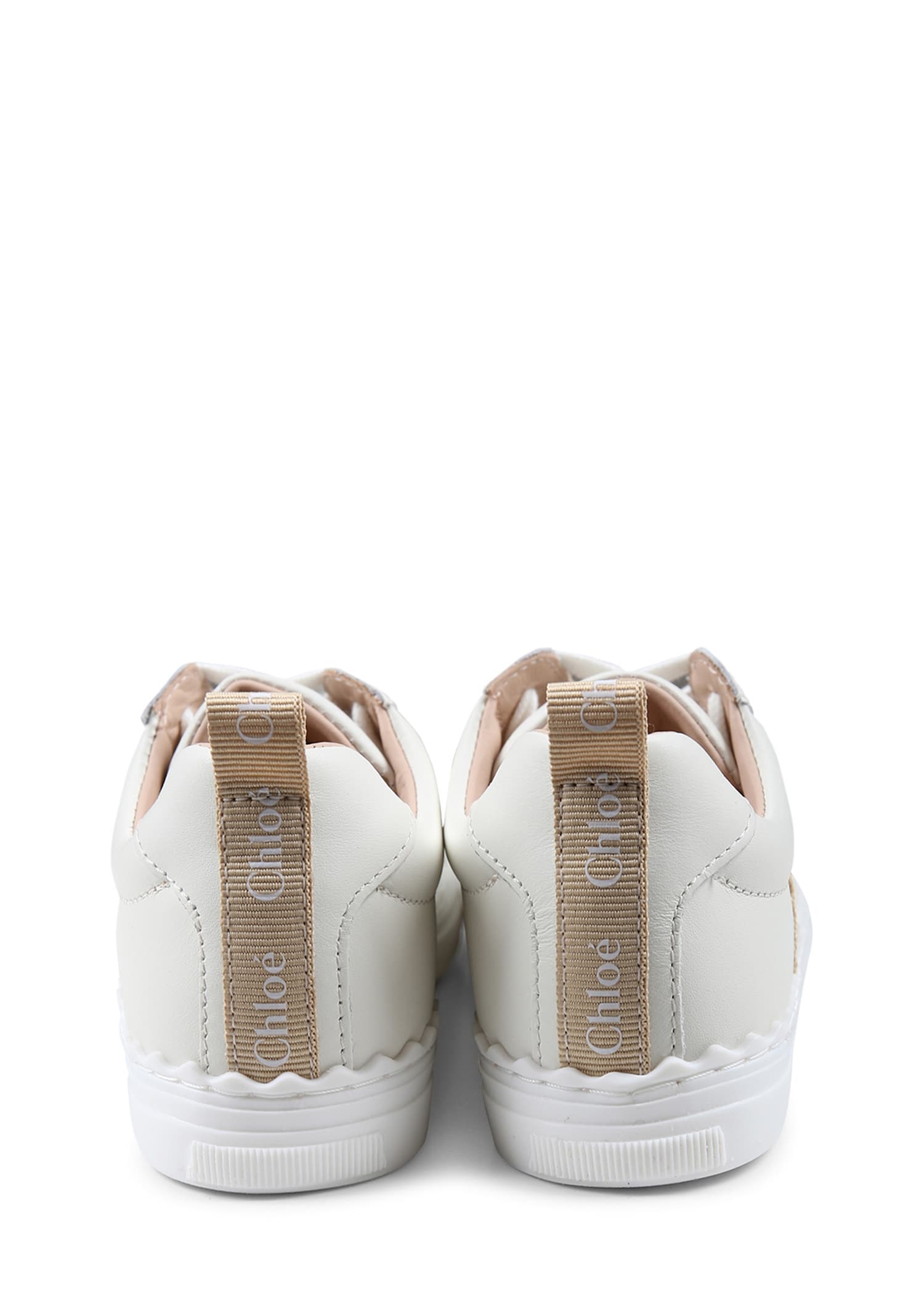 Shop Chloé Ivory Sneakers For Girl With Logo