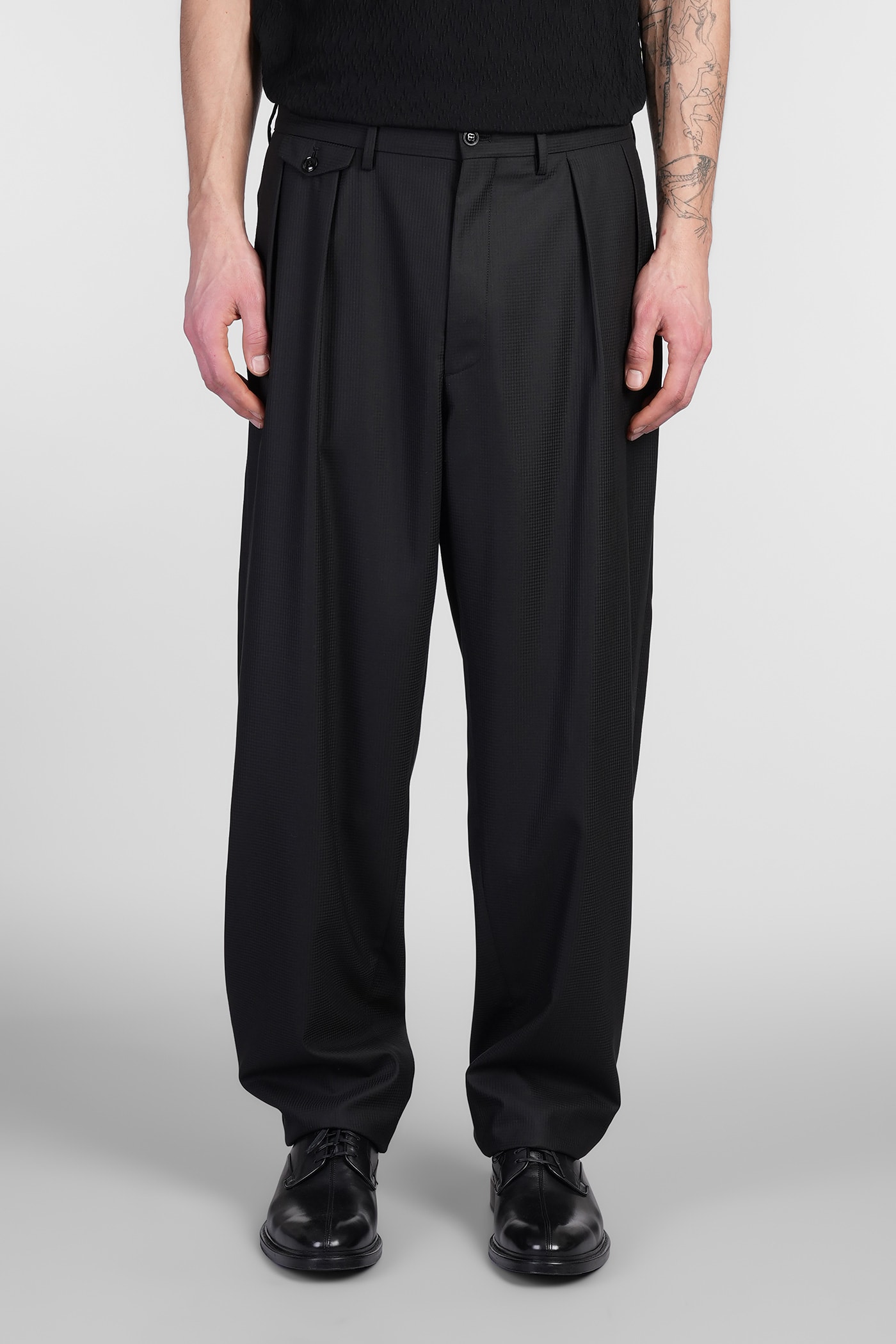 Giorgio Armani In Black Wool In Nero