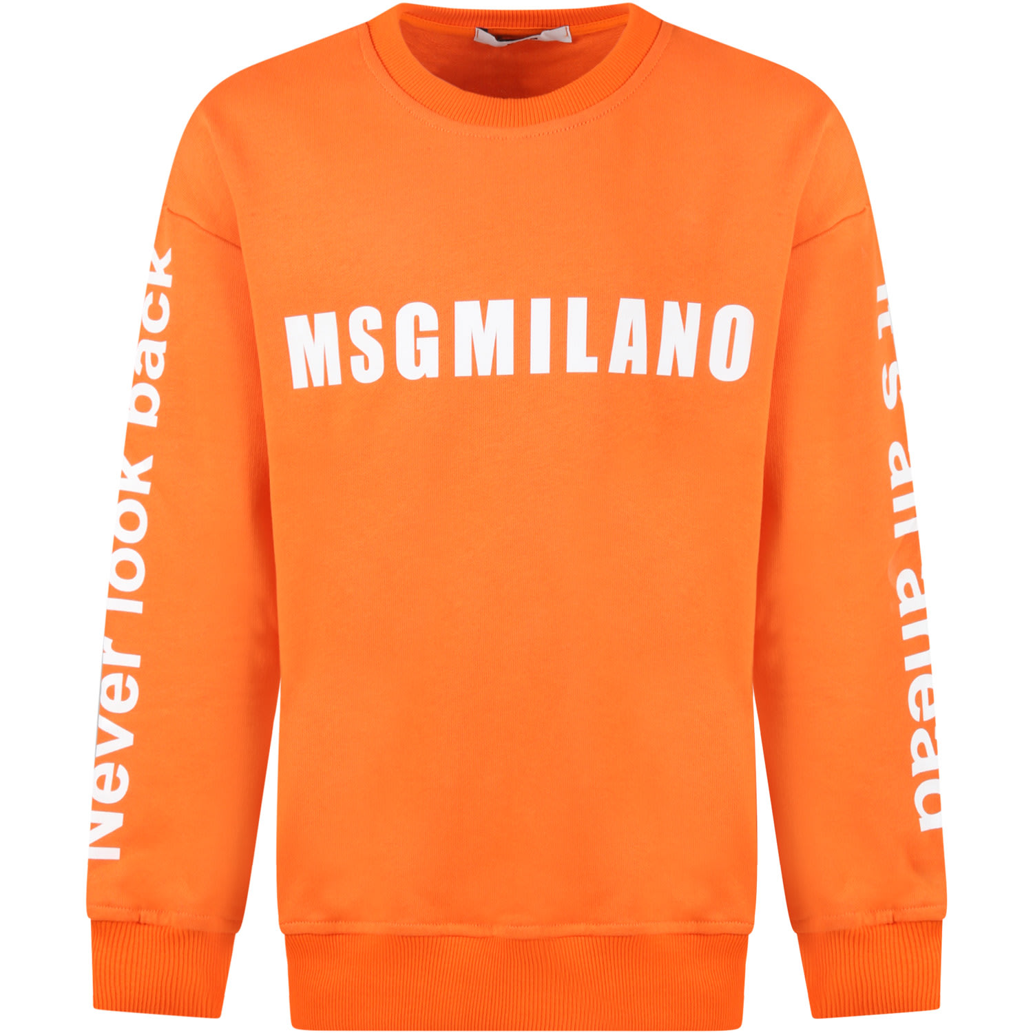 MSGM Orange Sweatshirt For Kids With White Logo