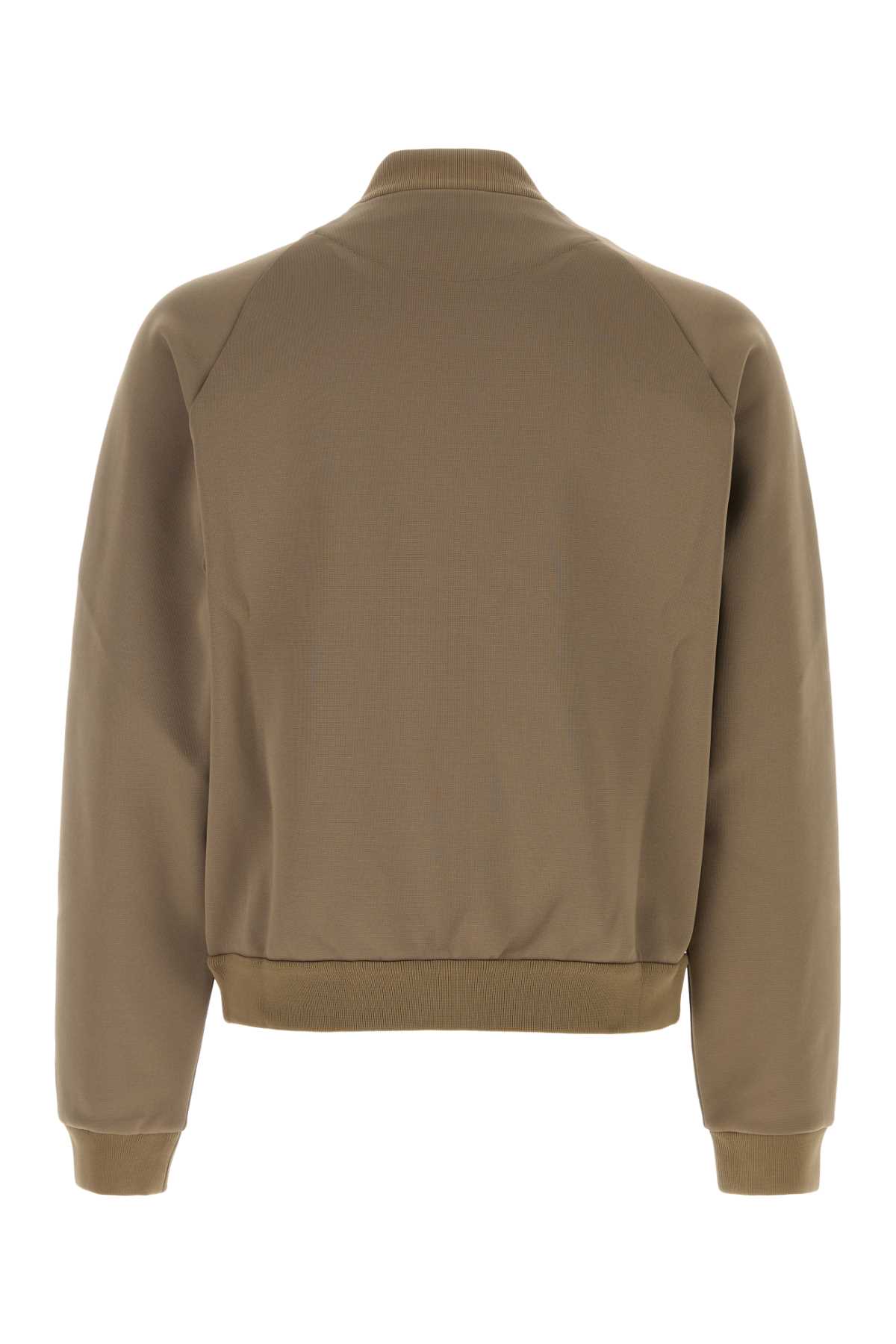 Prada Stretch Nylon Sweatshirt With Ribbed Cuffs In Brown