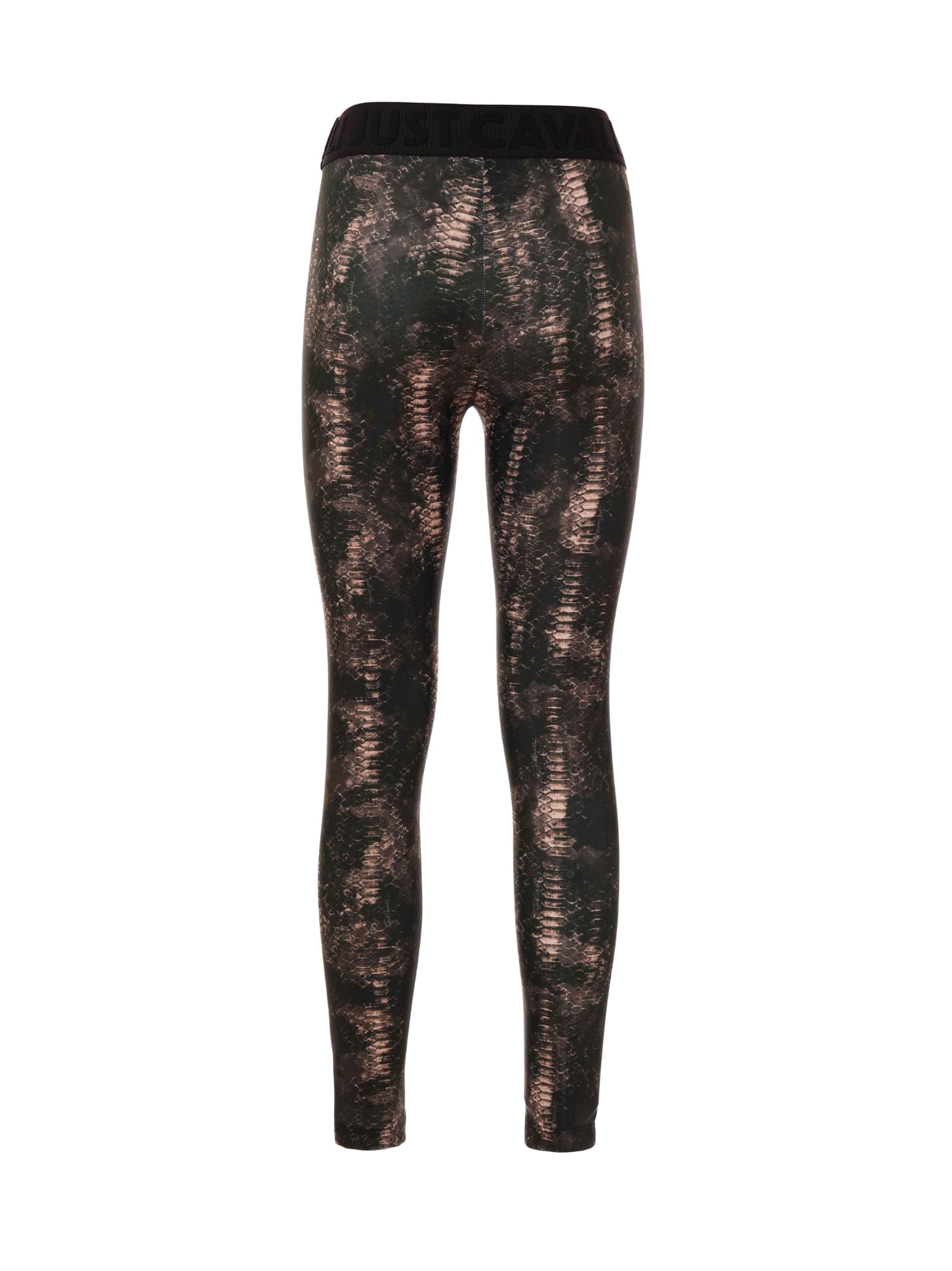 Just Cavalli Snakeskin-print Leggings In Black