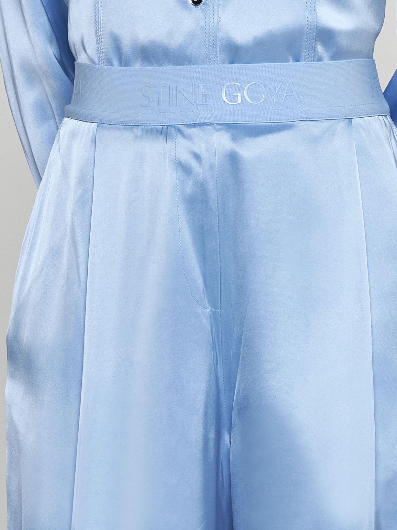 Shop Stine Goya Ciara Viscose Satin Trousers In Azzurro