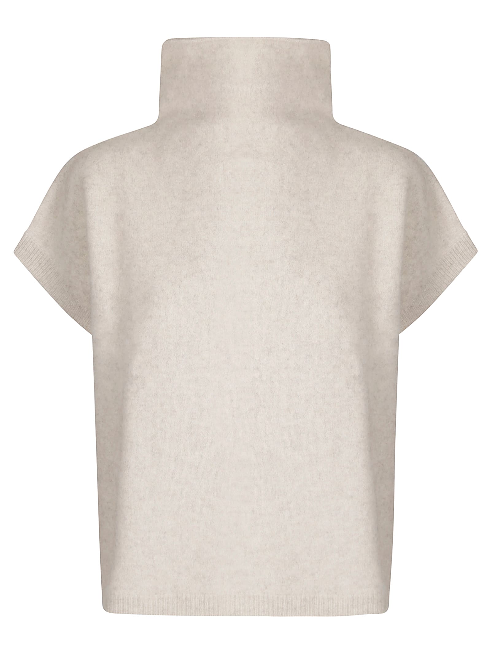 P.a.r.o.s.h Parosh High-neck Raccoon Sweater With Ribbed Trim In Neutral