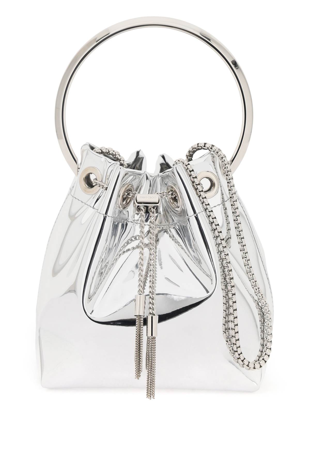 Shop Jimmy Choo Bon Bon Mirror-effect Bag In Silver (silver)