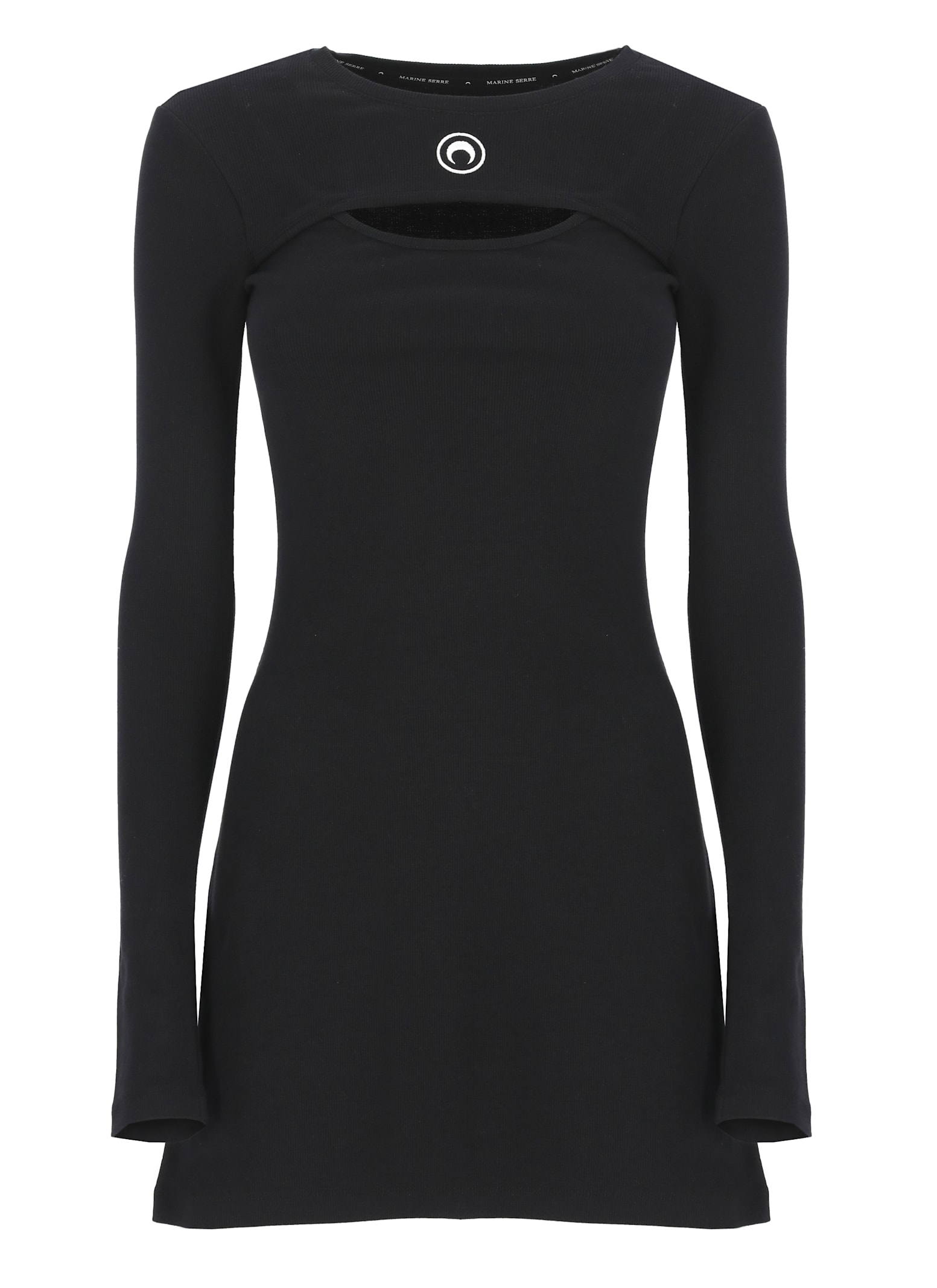 Marine Serre Crescent Moon-embroidered Mini Dress In Black