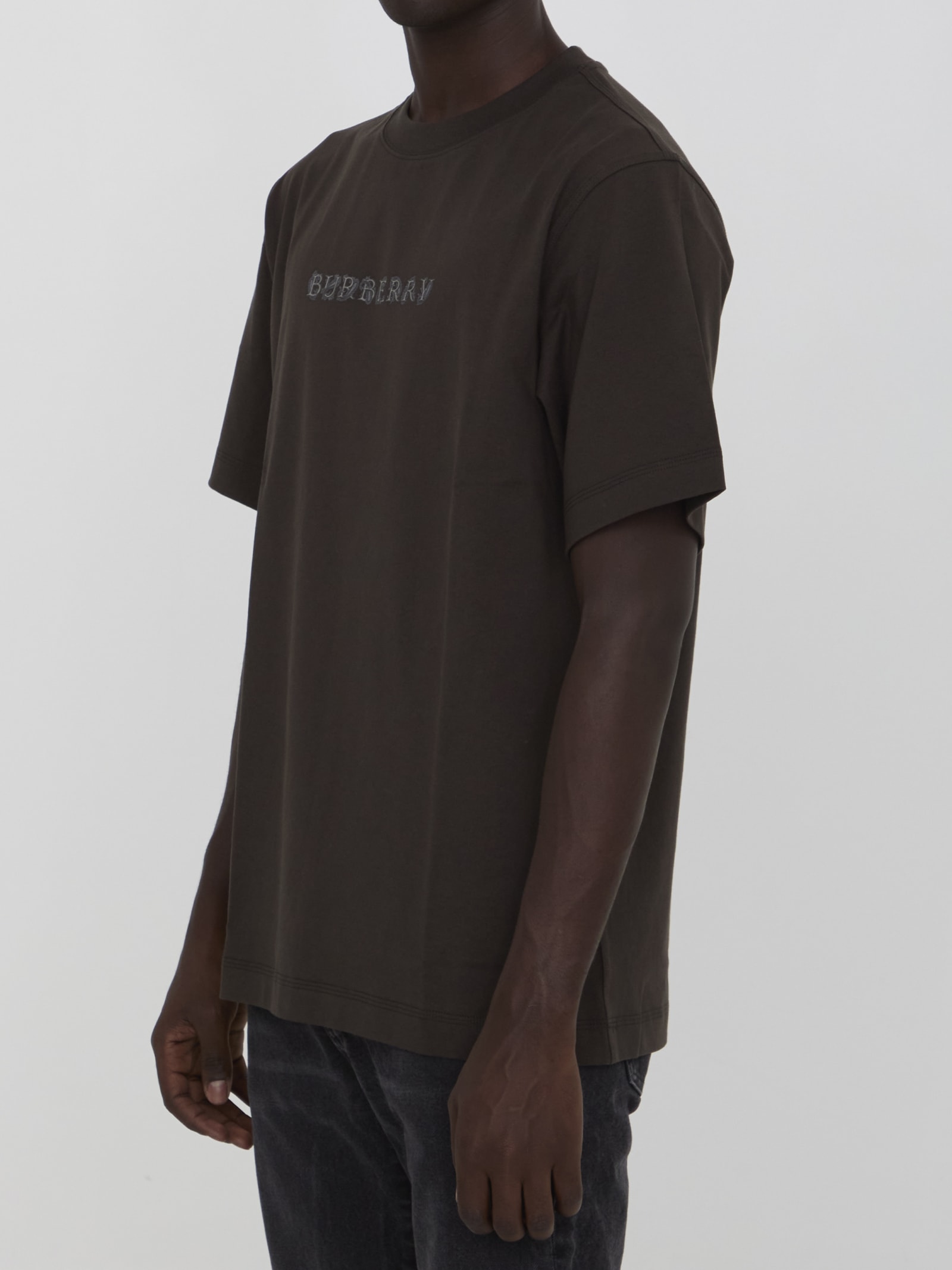 Shop Burberry Logo T-shirt In Brown