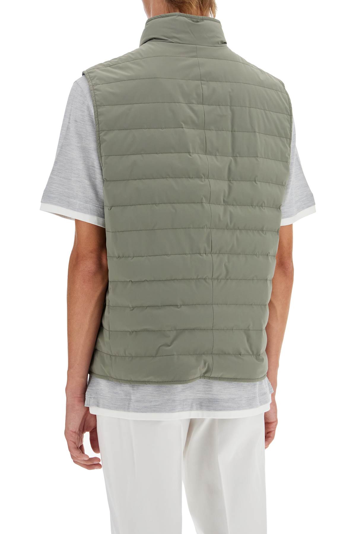 Shop Brunello Cucinelli Lightweight Sleeveless P In Military+grigio Medio (khaki)