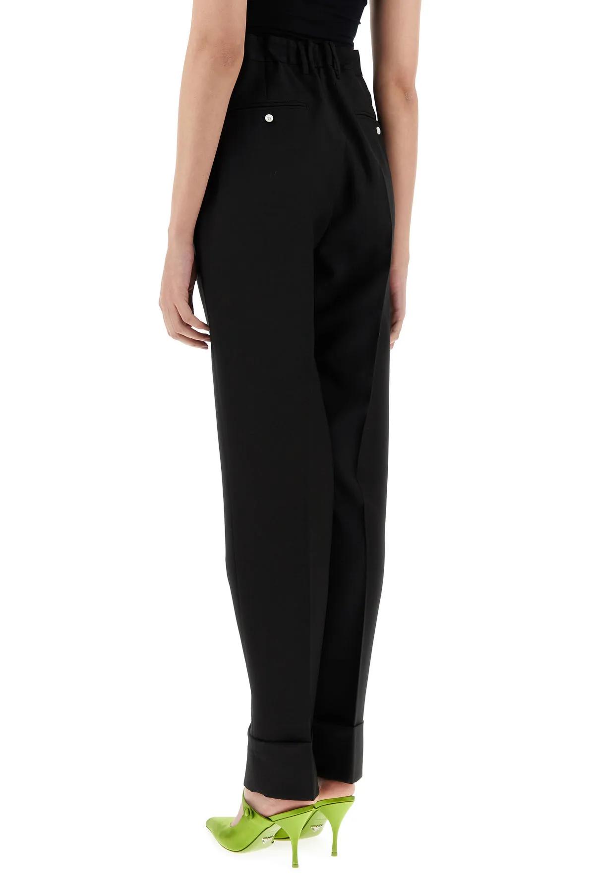 Shop Prada Black Wool Blend Pant In Nero