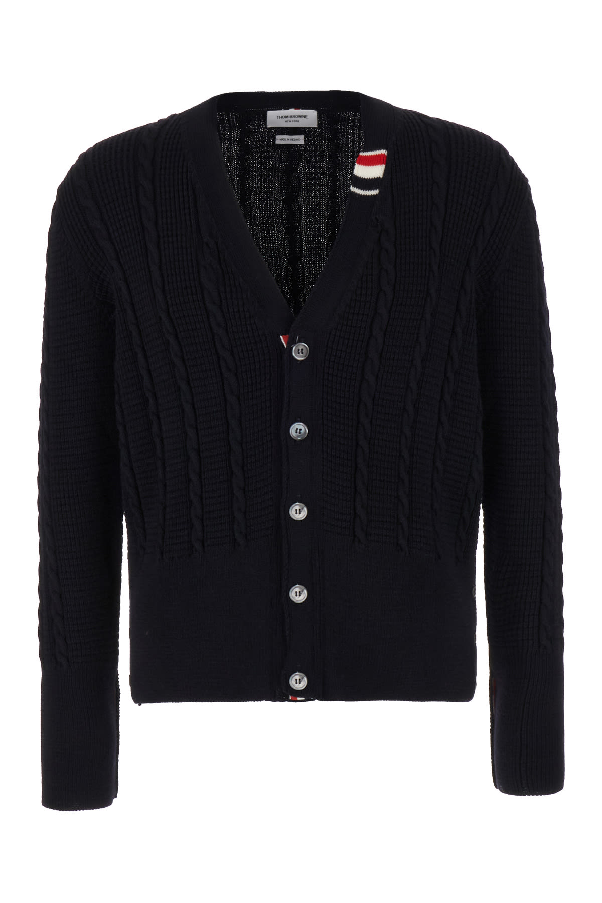 Thom Browne Midnight Blue Wool Cardigan In Navy