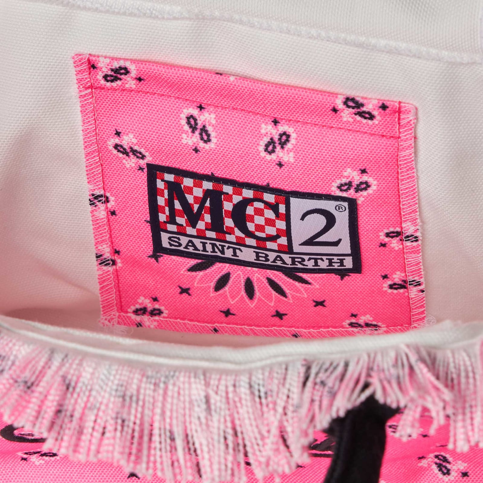 MC2 SAINT BARTH COLETTE FLUO PINK HANDBAG WITH BANDANNA PRINT