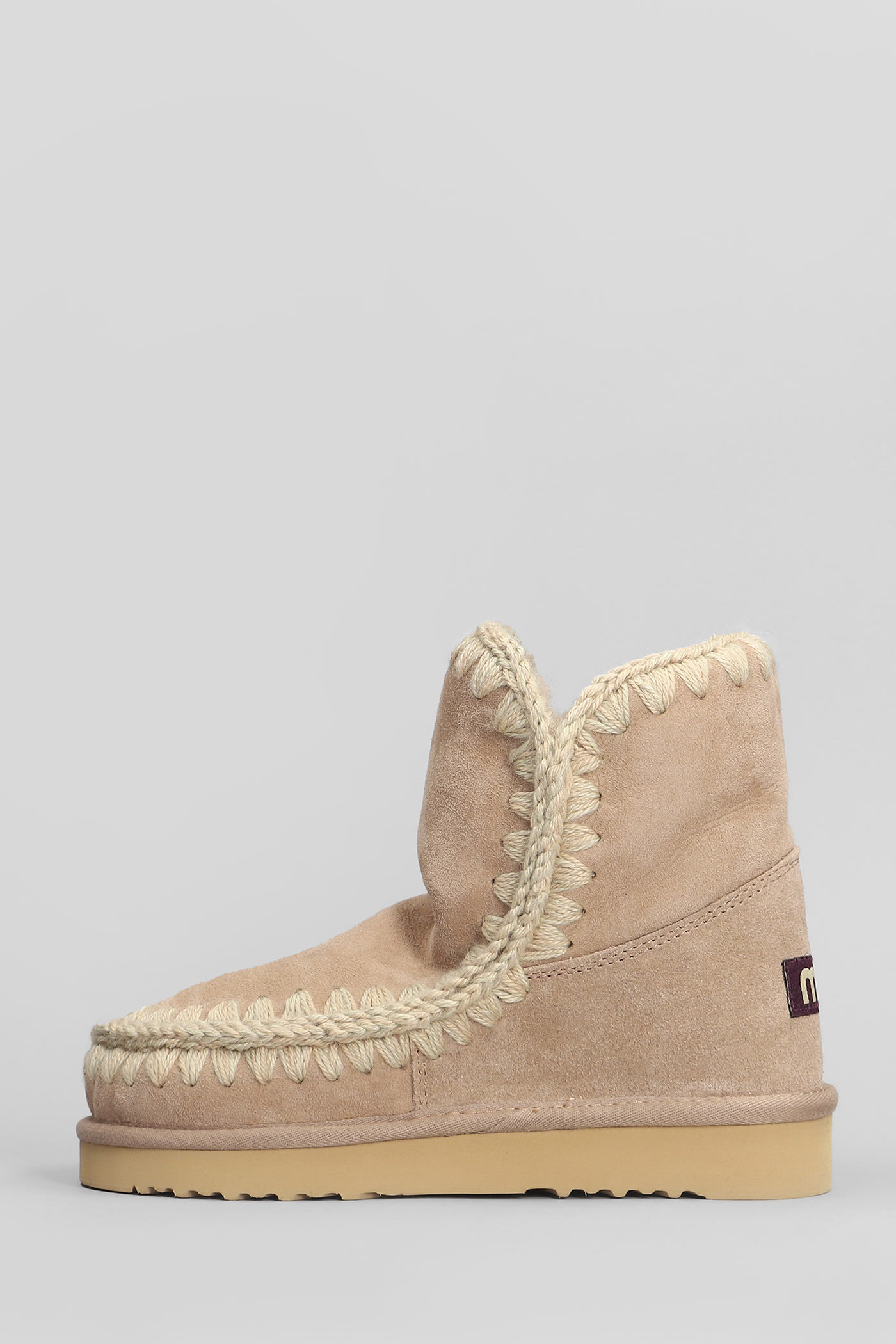 MOU ESKIMO 18 LOW HEELS ANKLE BOOTS IN CAMEL SUEDE 