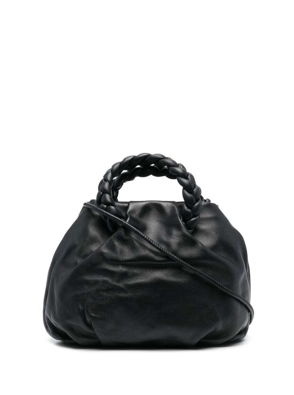 Hereu Bombon Braided Black In Calf Leather With Braided Handles