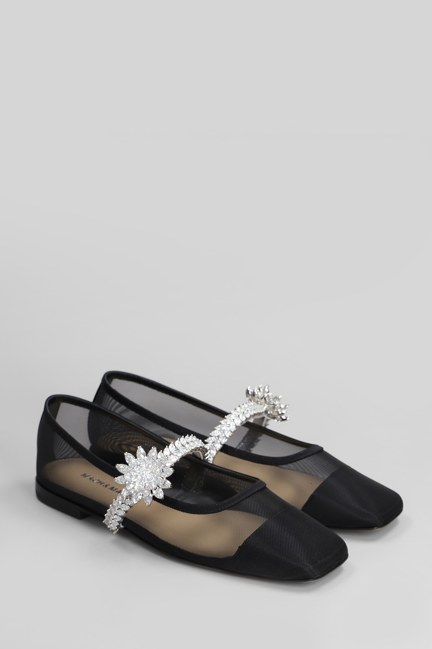 Mach & Mach Ballet Flats In Black Fabric