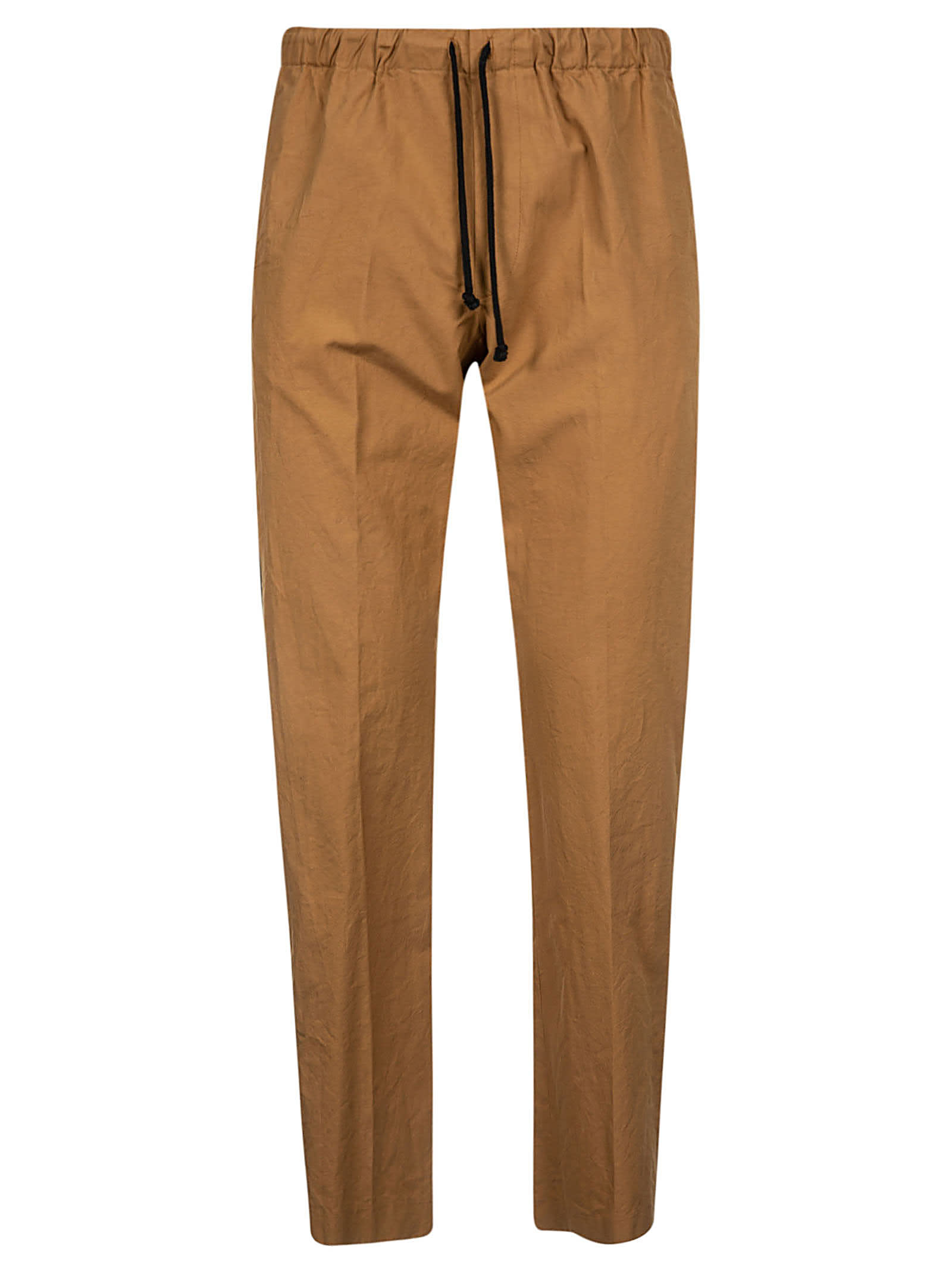Dries Van Noten Straight Side Detail Trousers In Camel
