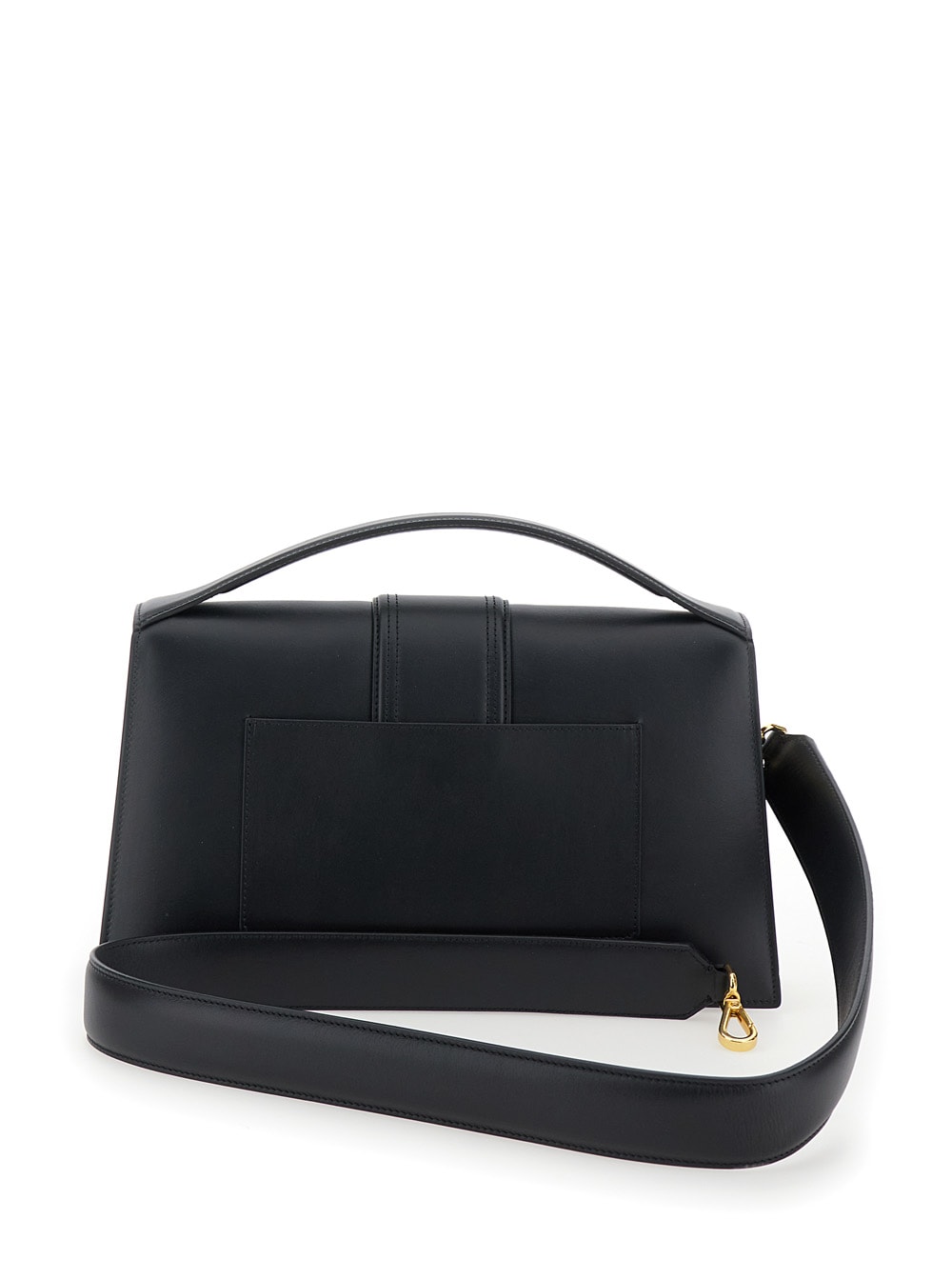 JACQUEMUS LE BAMBINOU BLACK HANDBAG WITH LOGO LETTERING IN LEATHER WOMAN 