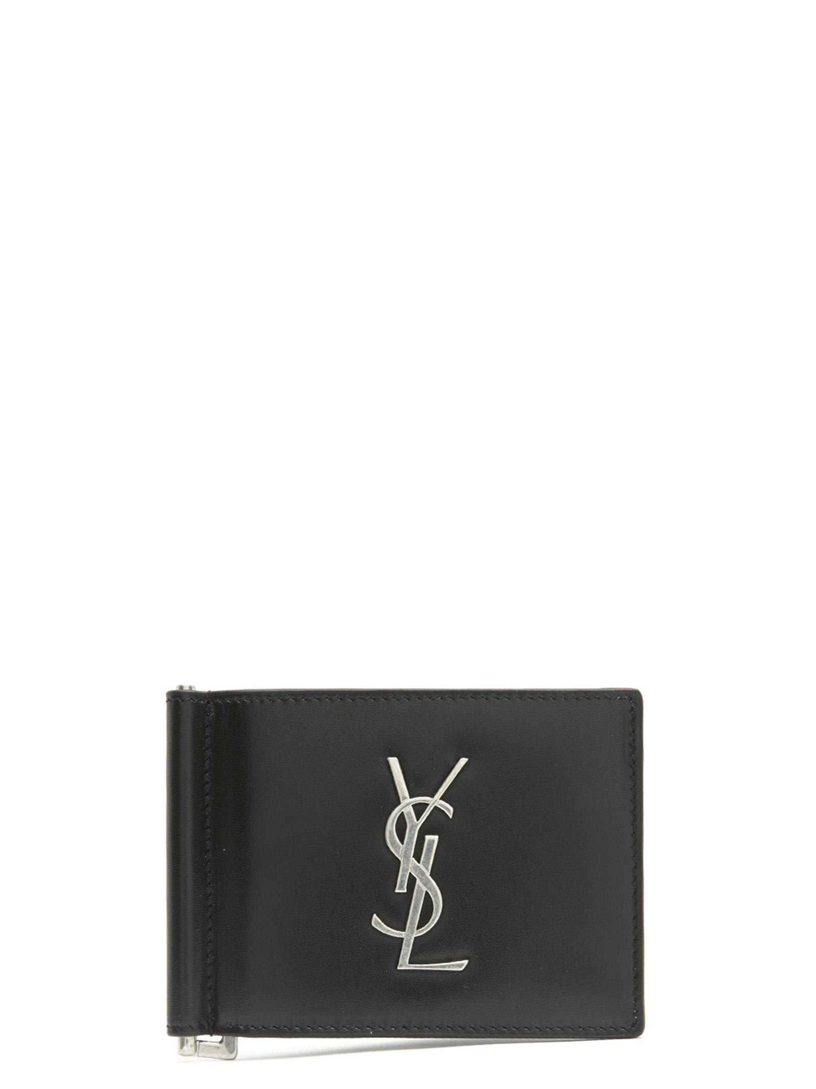 Shop Saint Laurent Monogram Wallet In Black