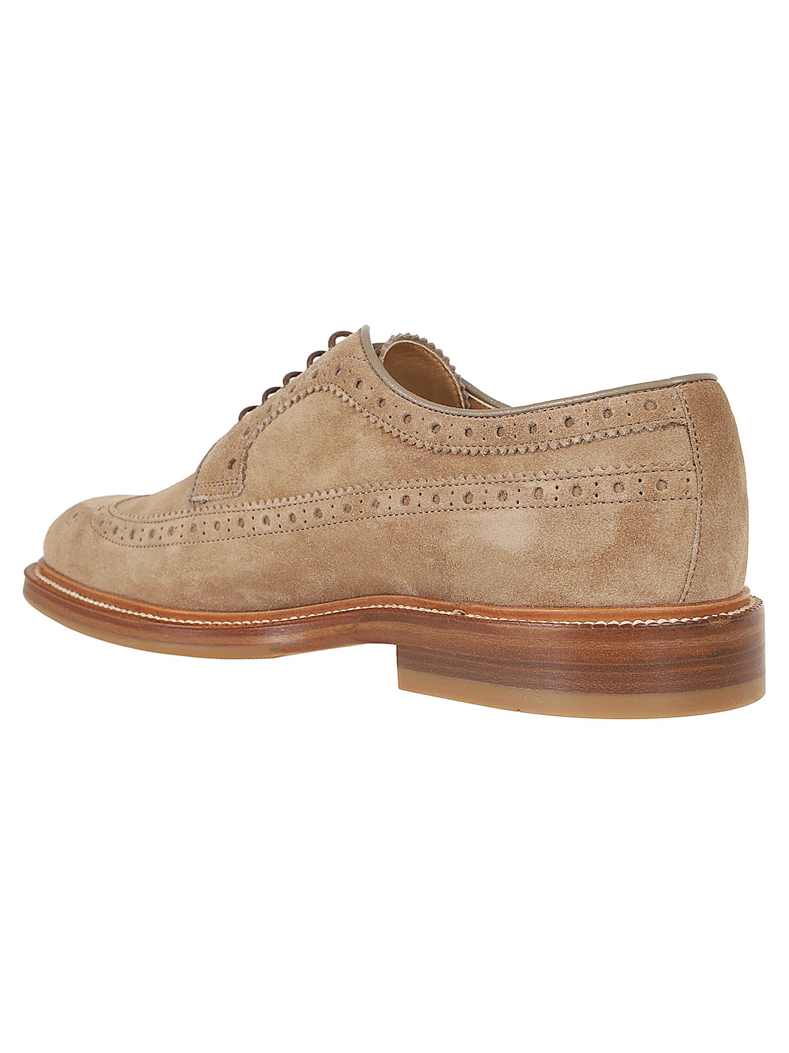 Shop Brunello Cucinelli Pair Of Laced Shoes In Noisette