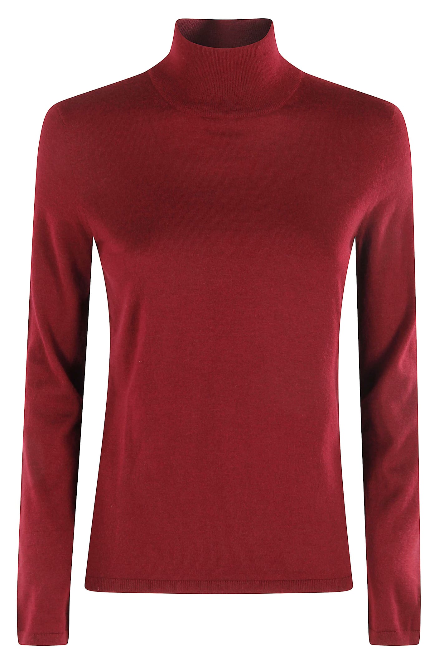 Max Mara Burgundy Turtleneck Sweater In Red Wool In Pink