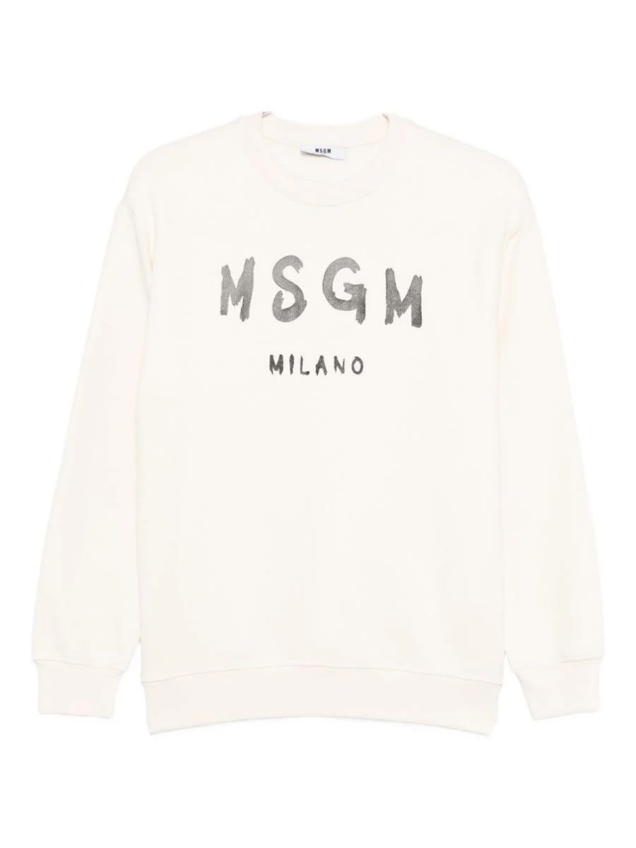 Msgm Sweatshirt With Logo In Neutral