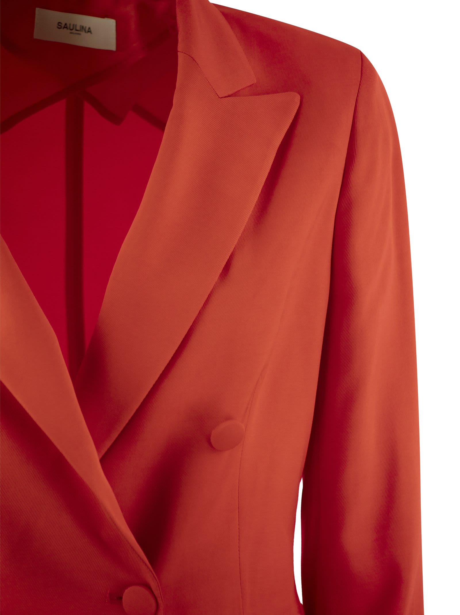 Shop Saulina Milano Anita - Viscose Double-breasted Blazer In Red