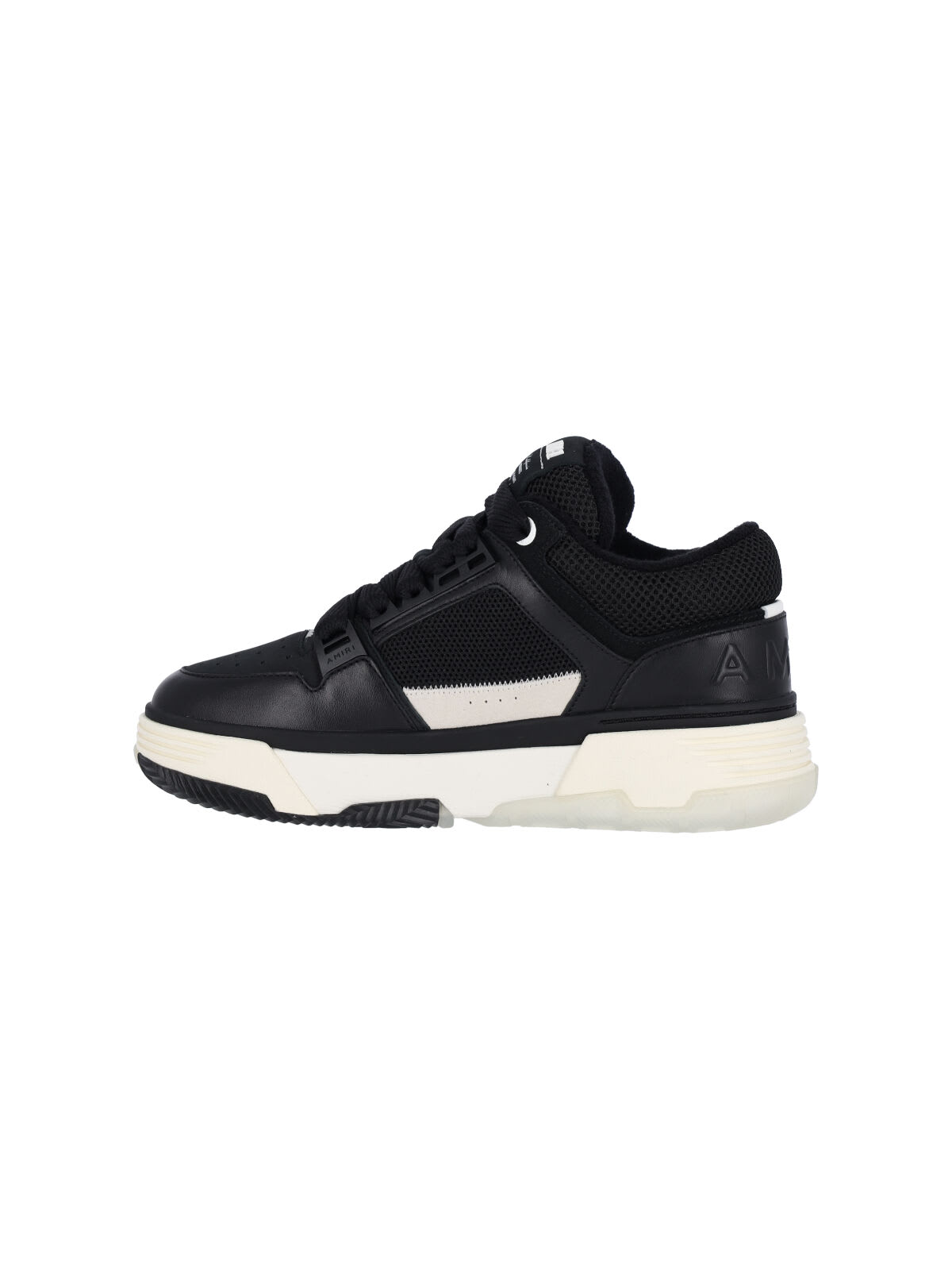 Amiri Black Low Top Sneakers With Logo Patch On The Tongue And Logo Lettering On The Heel In Leather Man In Black