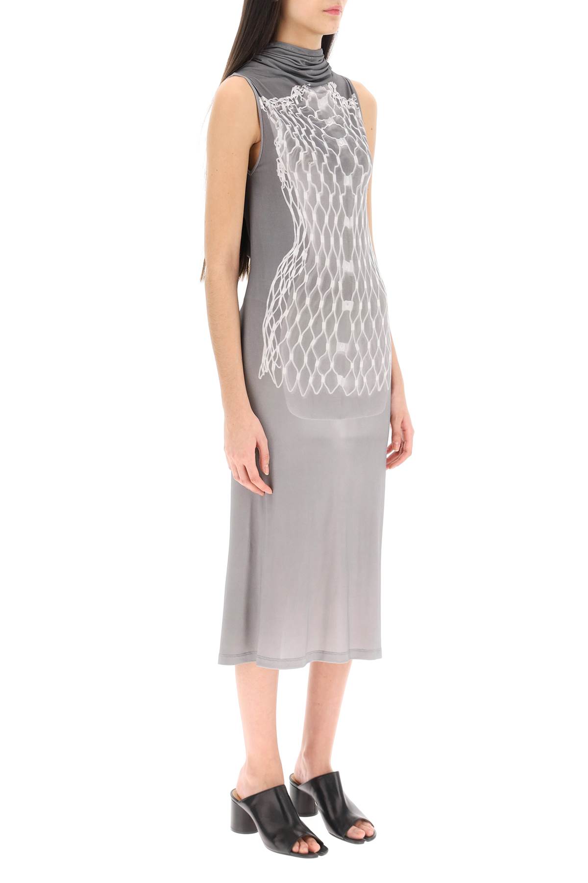 Shop Mm6 Maison Margiela Dummy Print Jersey Midi Dress In Grey (grey)