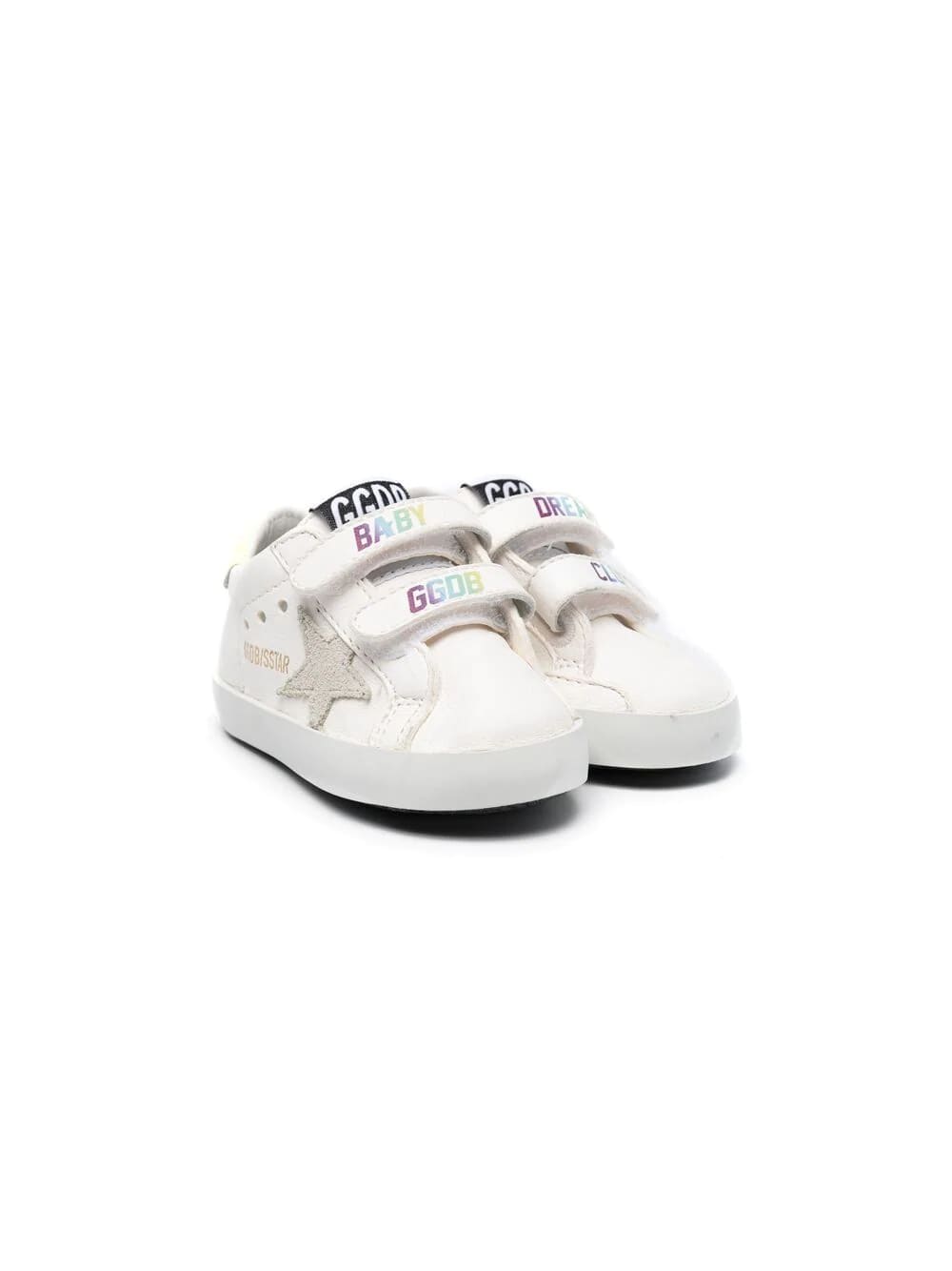GOLDEN GOOSE NEWBORN WHITE SUPER-STAR SNEAKERS WITH MULTICOLOR BABY GGDB PRINT,GIF00166-F001192 80889
