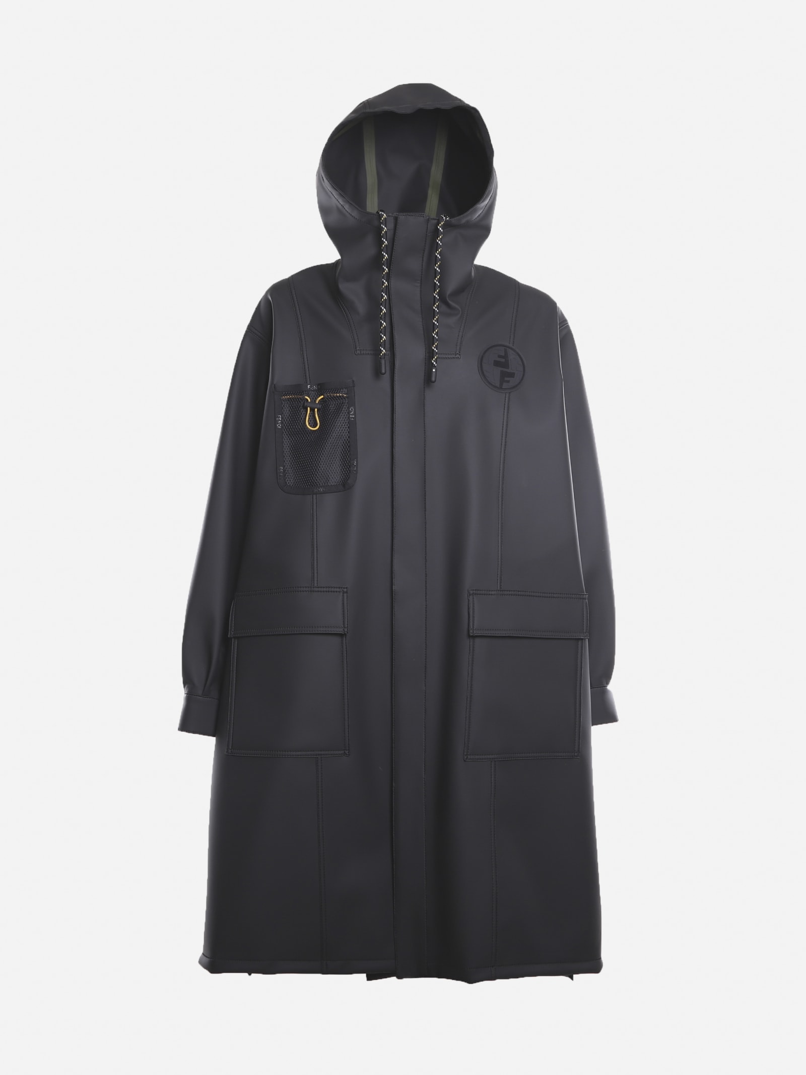 Fendi Rubber-effect Parka With Mesh Inserts