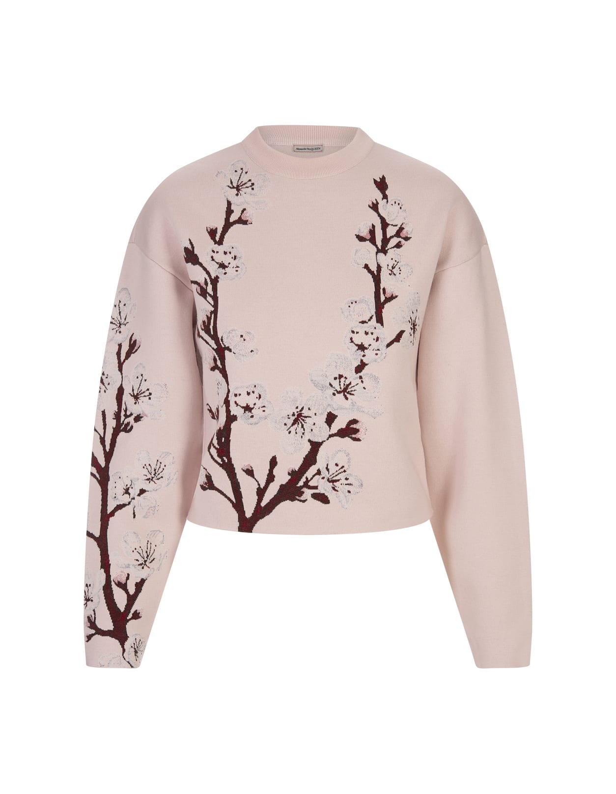 Shop Alexander Mcqueen Blossom Cocoon Sleeve Jumper In Pink/multicolour