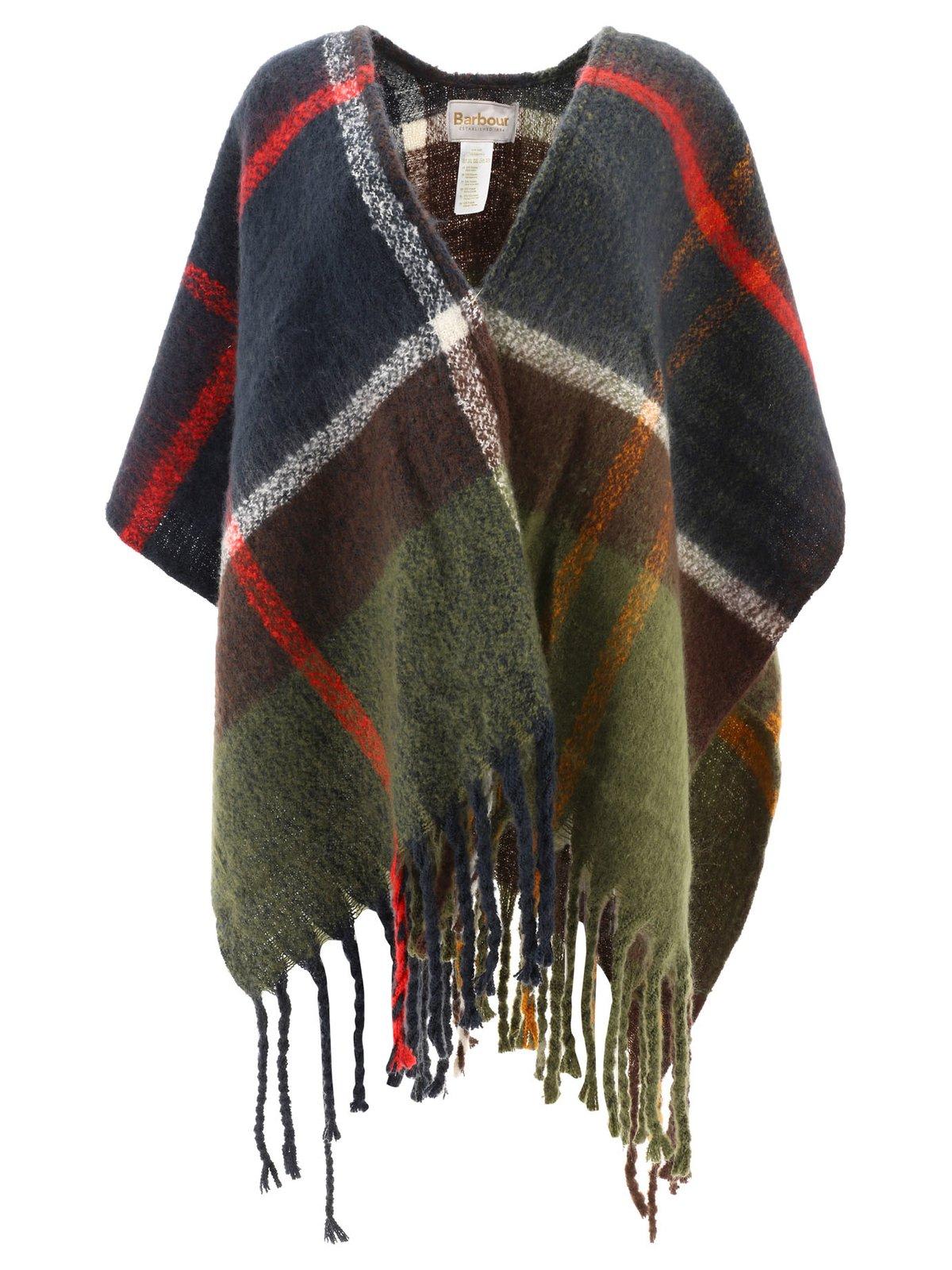 Barbour Checked V-neck Cape In Multi