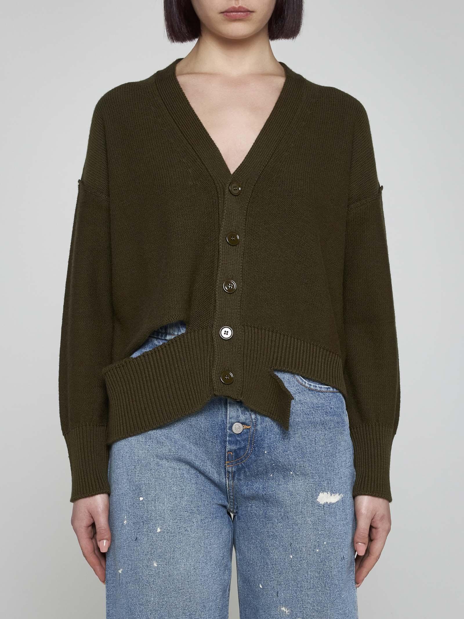 Shop Mm6 Maison Margiela Cut-outs Wool-blend Cardigan