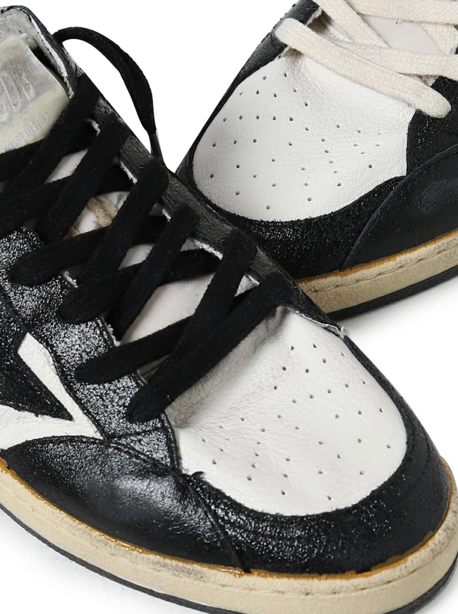 Shop Golden Goose Ballstar Nappa Upper Leather Toe Star And Spur Nylon Tongue In White Black Grey