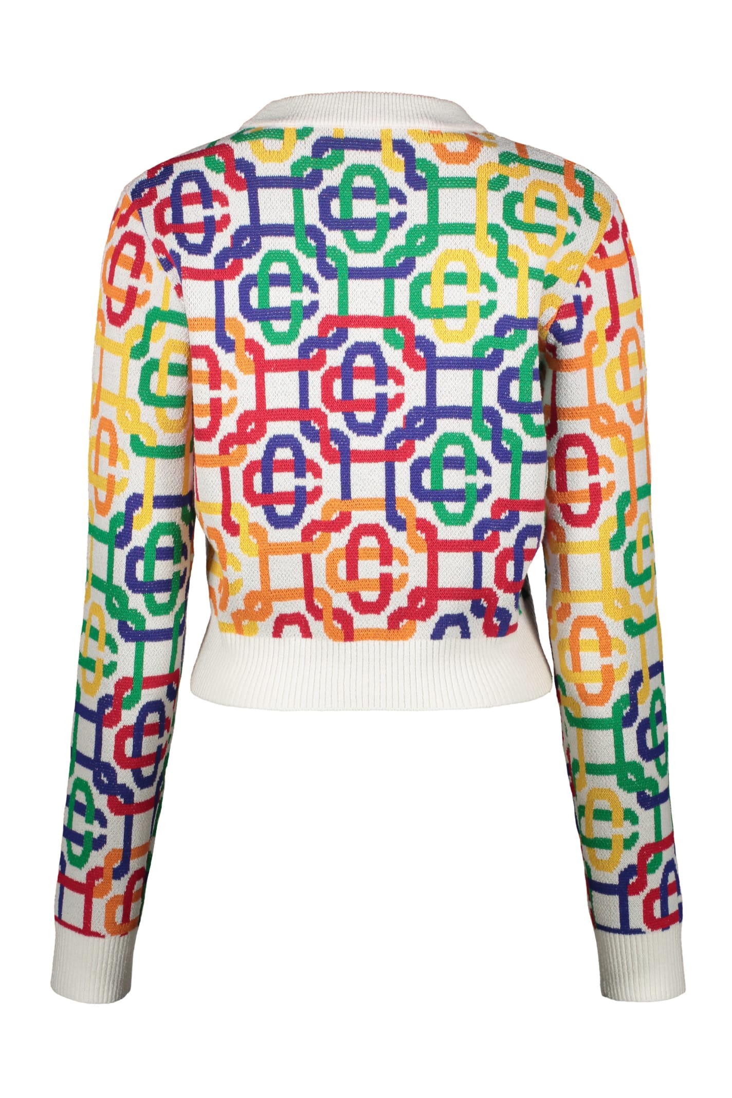 Shop Casablanca Cotton Blend Crew-neck Sweater In Multicolor