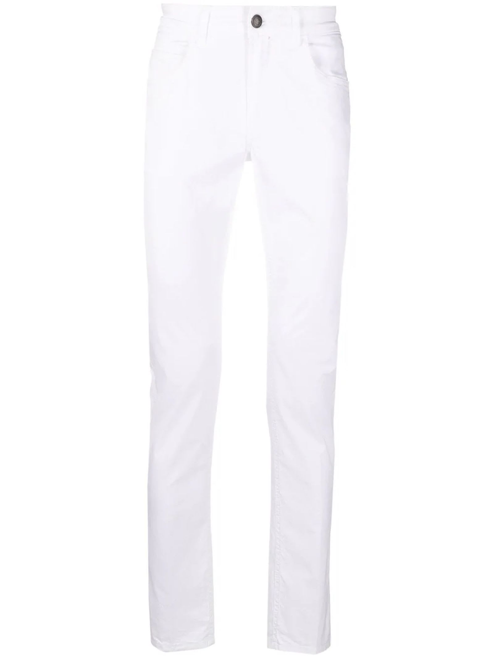 Fay White Cotton Blend Trousers