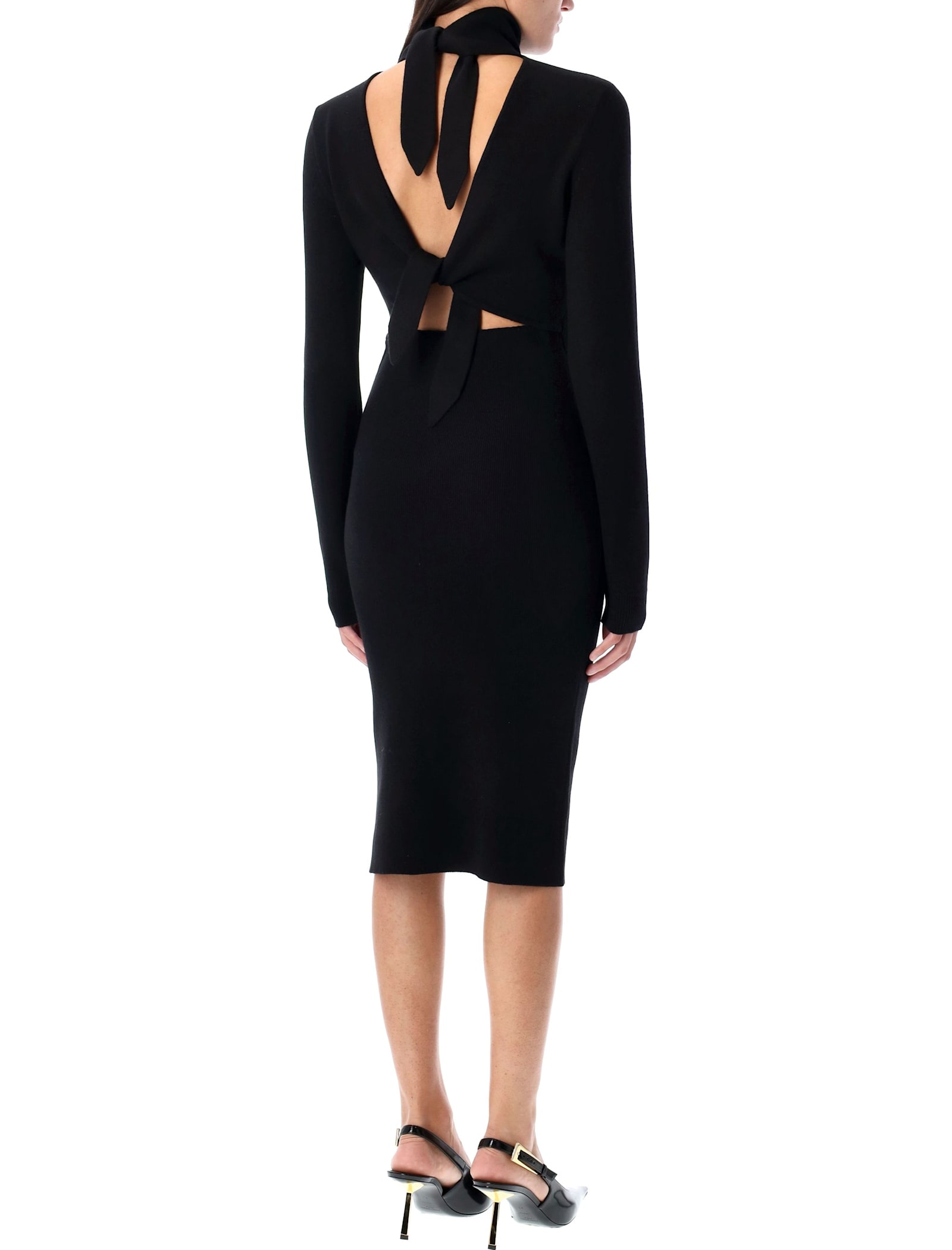 Shop Givenchy Back Tied Midi Dress In Black