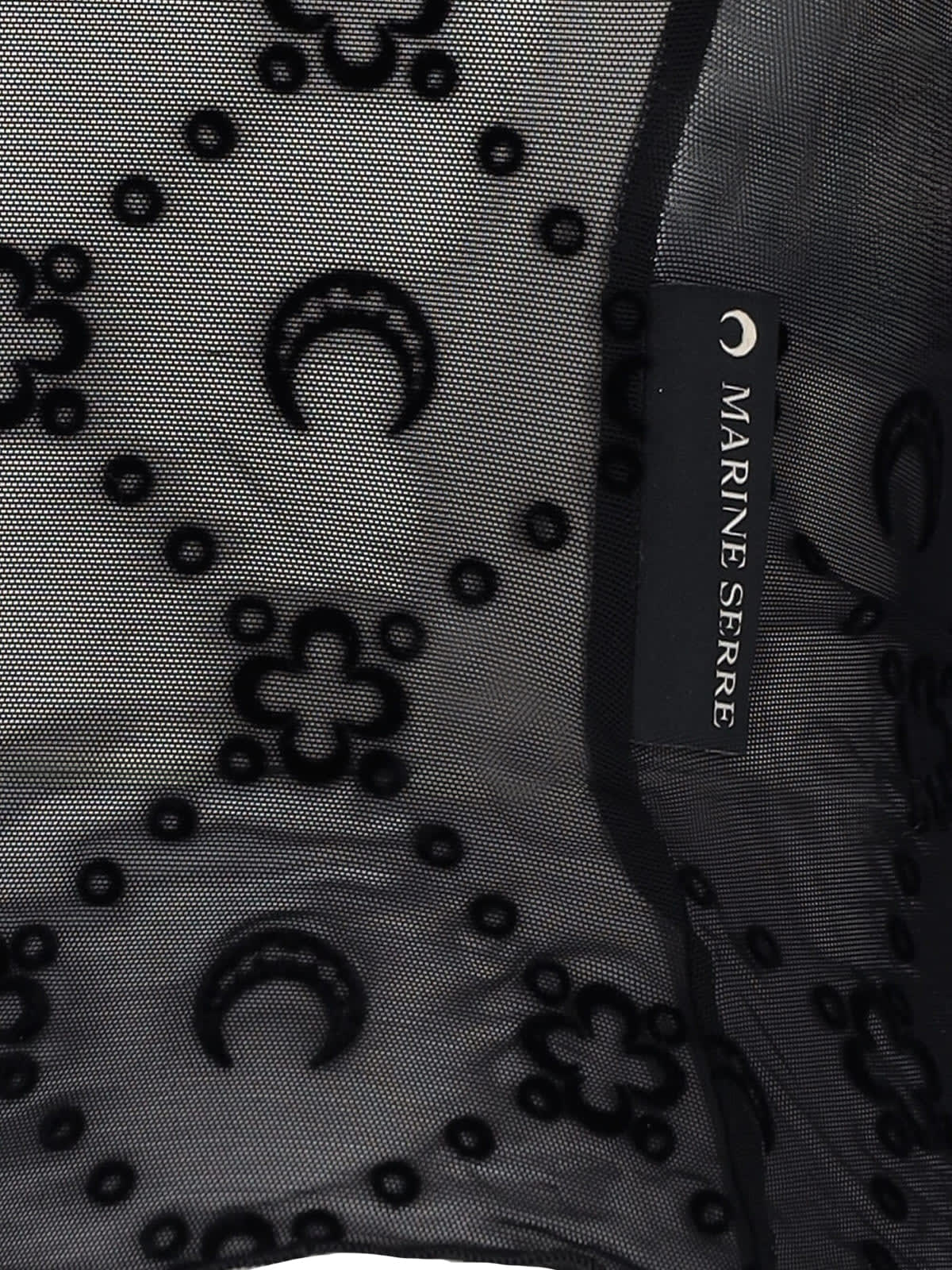 Marine Serre Moonogram-flocked Mesh T-shirt In Black