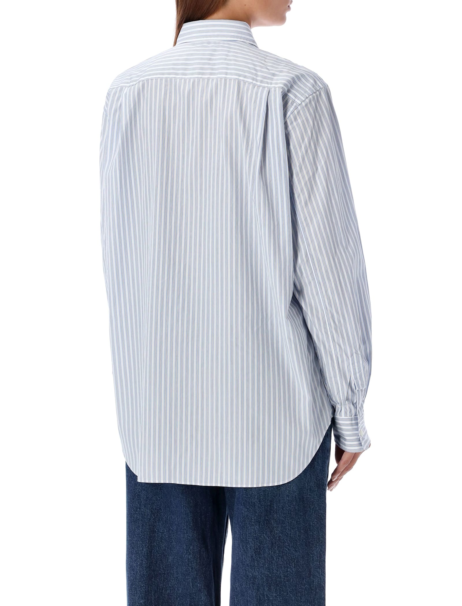 Shop Comme Des Garçons Play Heart Patch Shirt In Strip