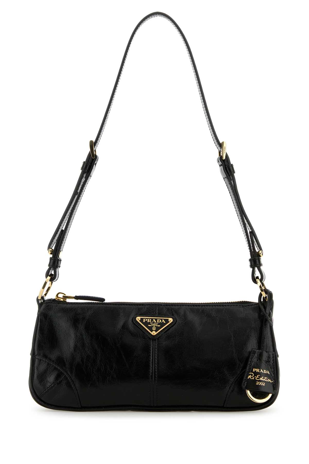 Prada Re-edition 2002 Medium Leather Shoulder Bag In Nero